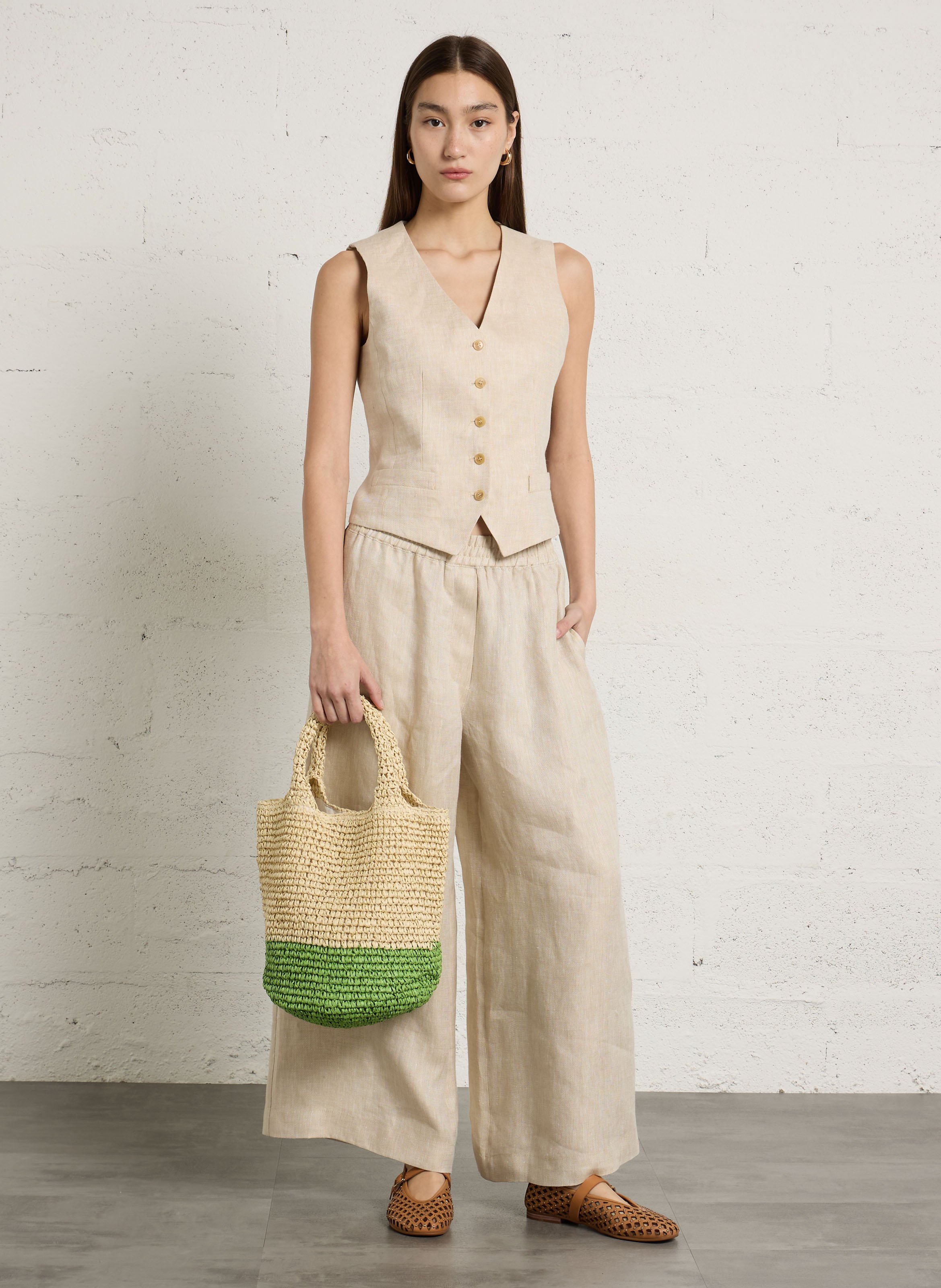 Panier tressé AU PRINTEMPS PARIS Vert