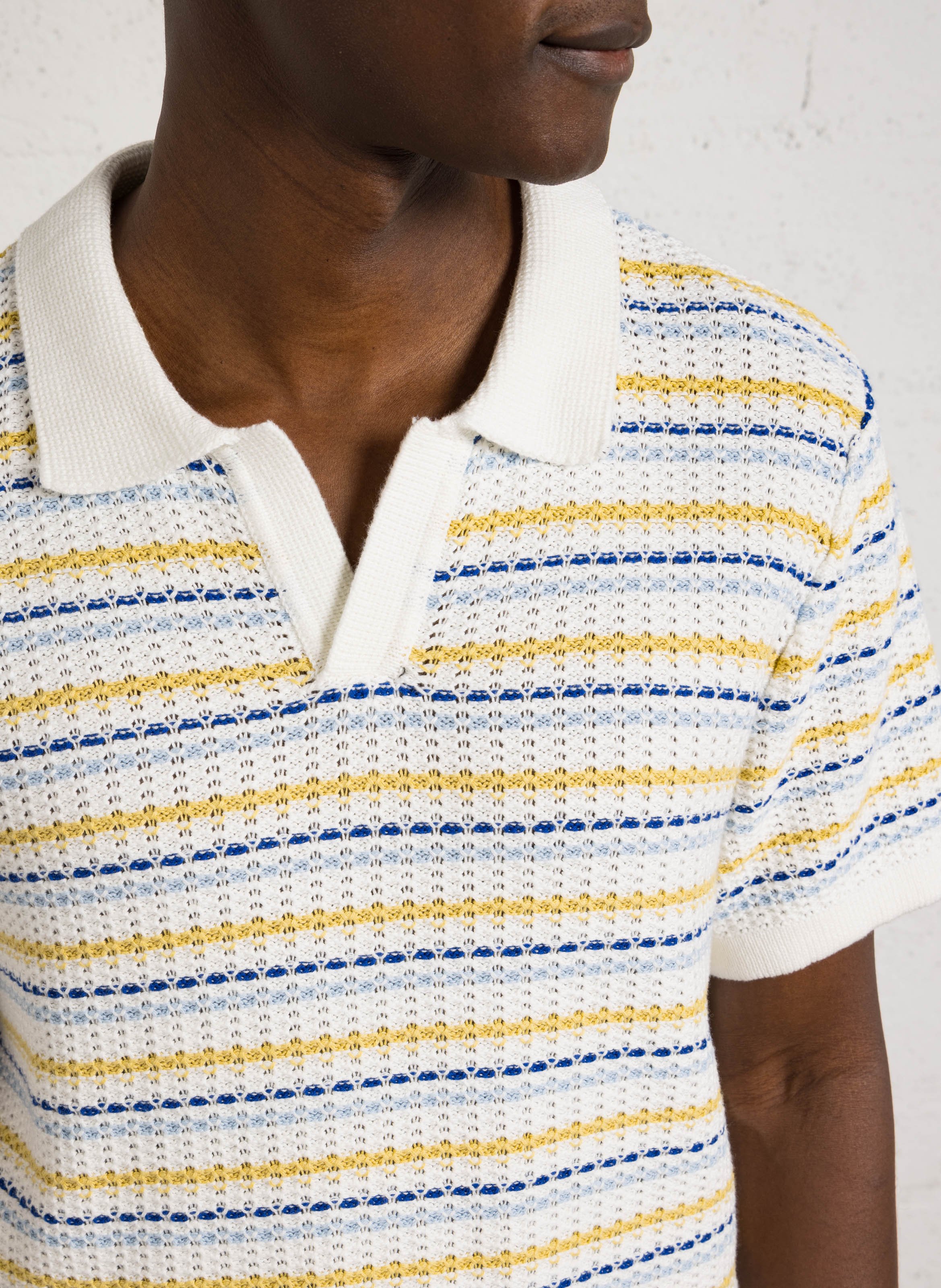 Polo manches courtes en maille rayée CASUAL FRIDAY Blanc