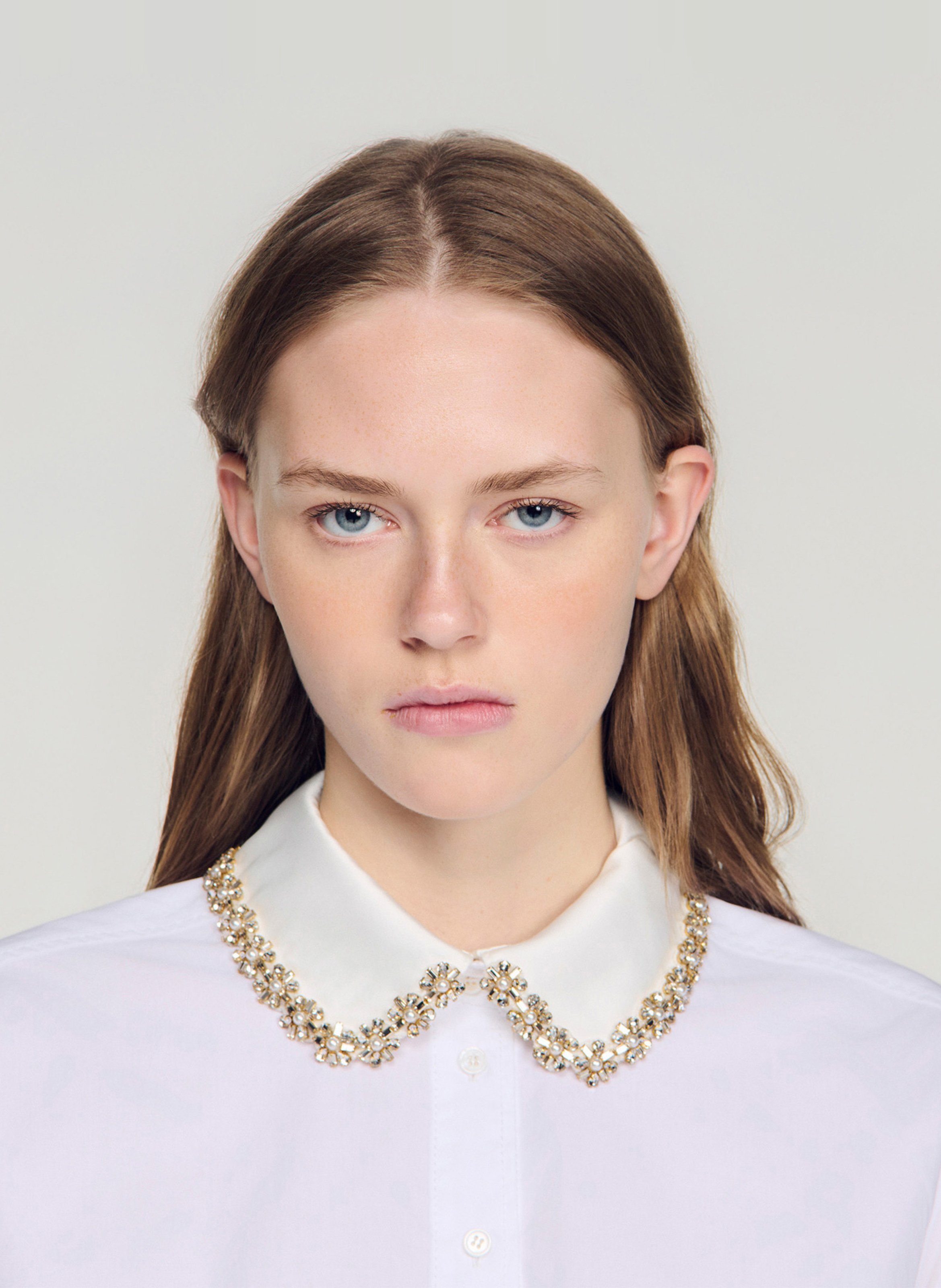 Katoenen blouse met klassieke kraag SANDRO Wit