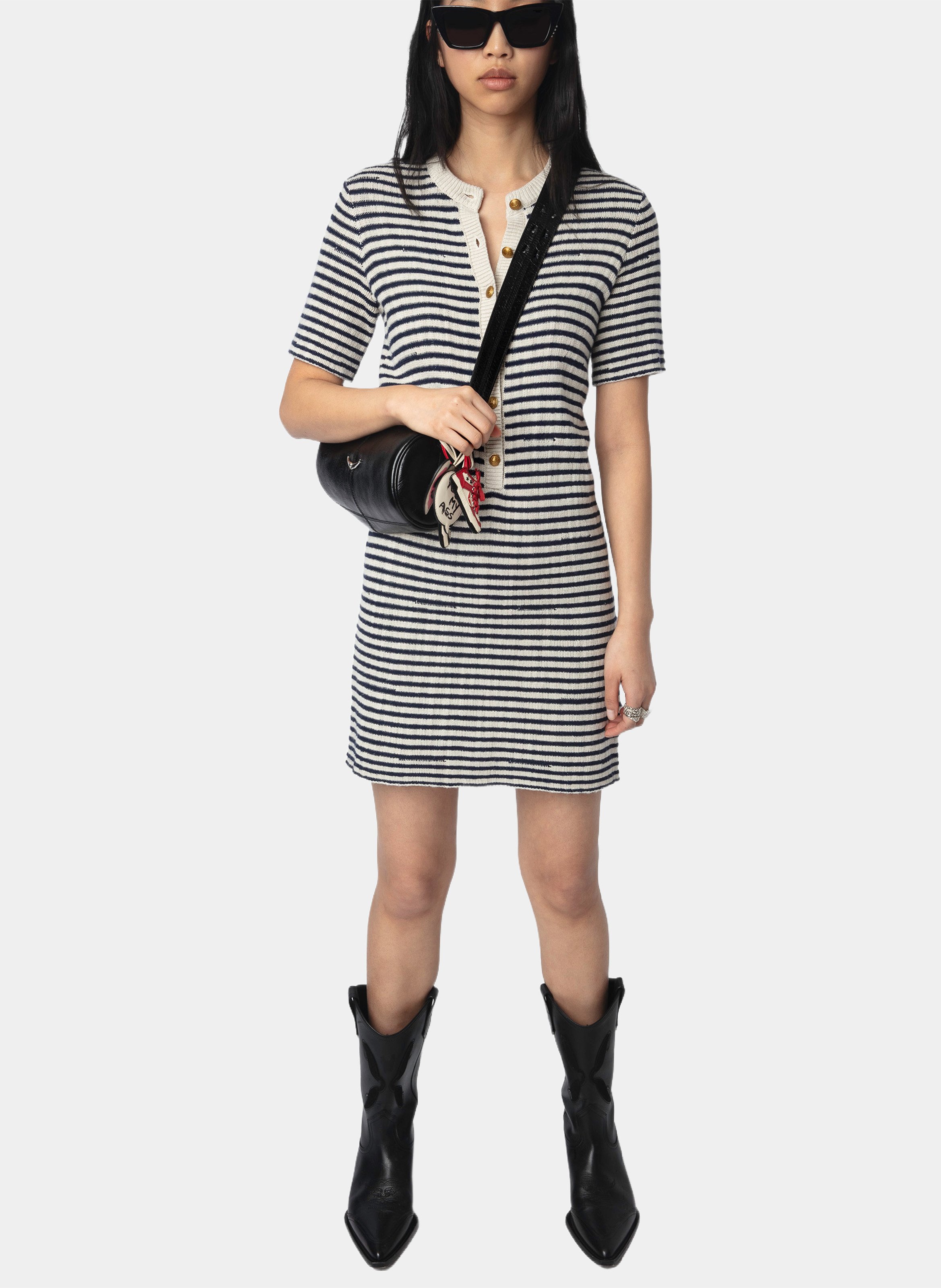 Robe courte col rond à rayures ZADIG&VOLTAIRE Bleu