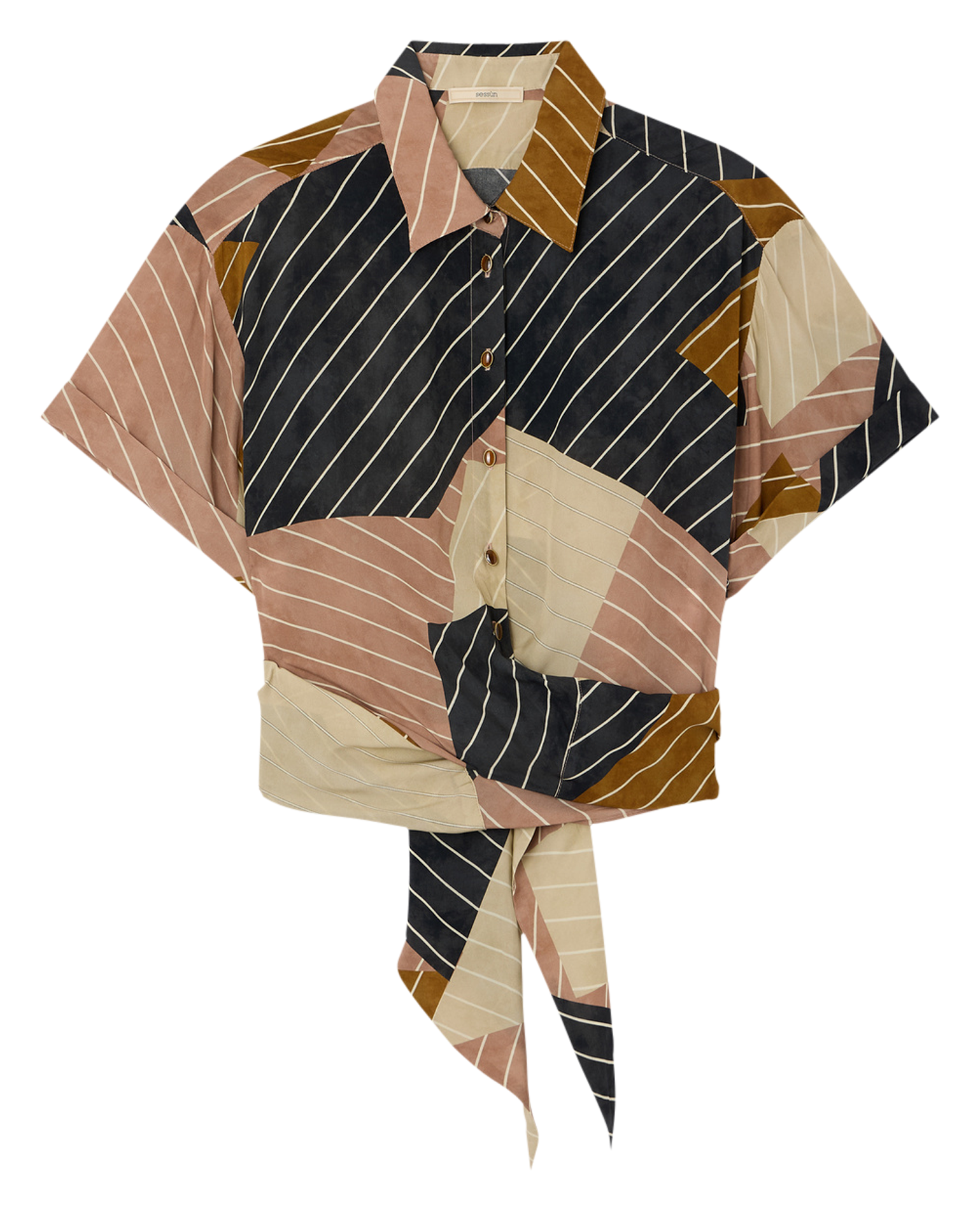 Short-sleeved printed organic cotton shirt SESSUN Multicolored