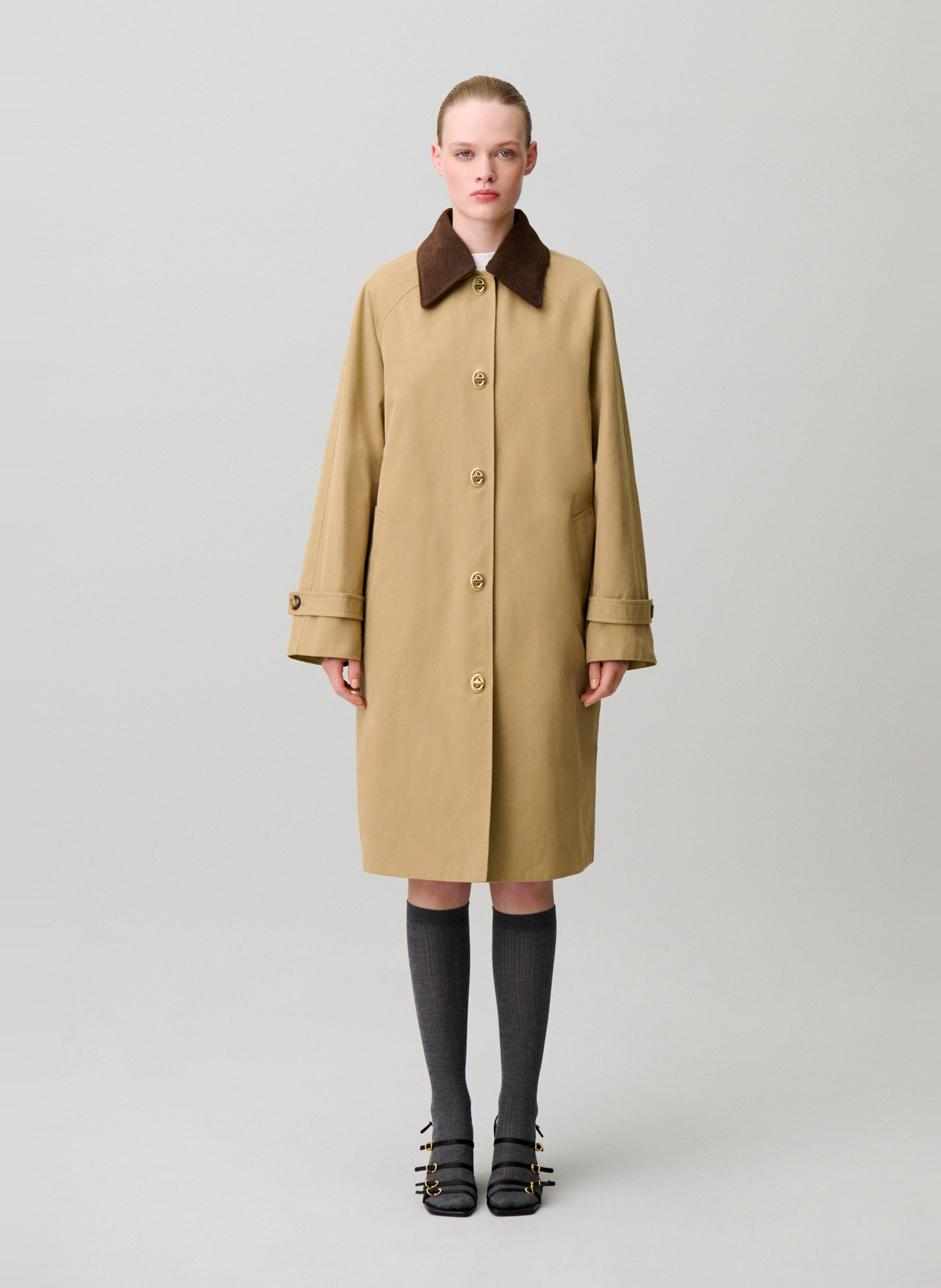 Rechte trenchcoat | katoenblend CLAUDIE PIERLOT Beige