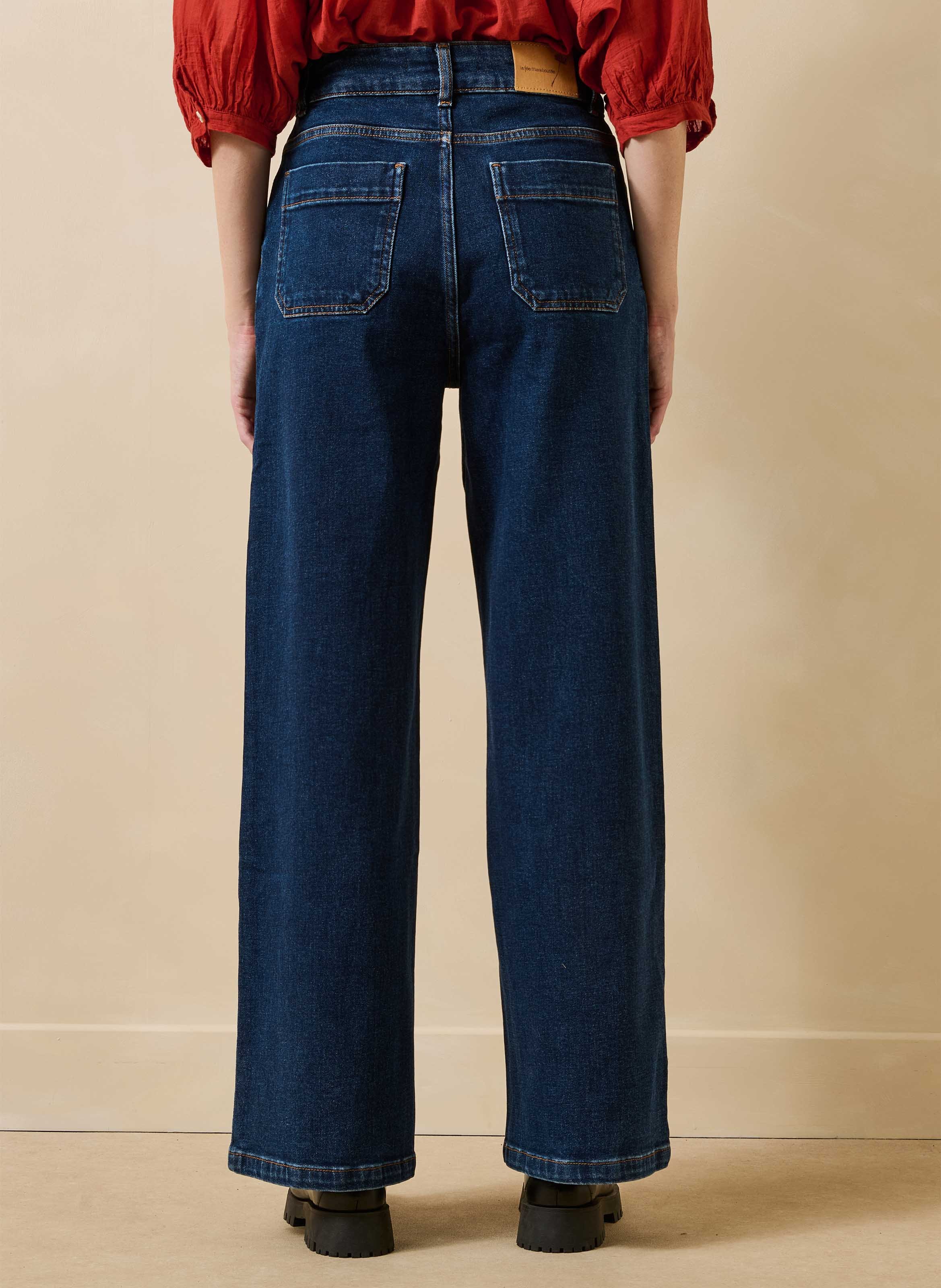 Jean large en coton bio mélangé LA FEE MARABOUTEE Bleu