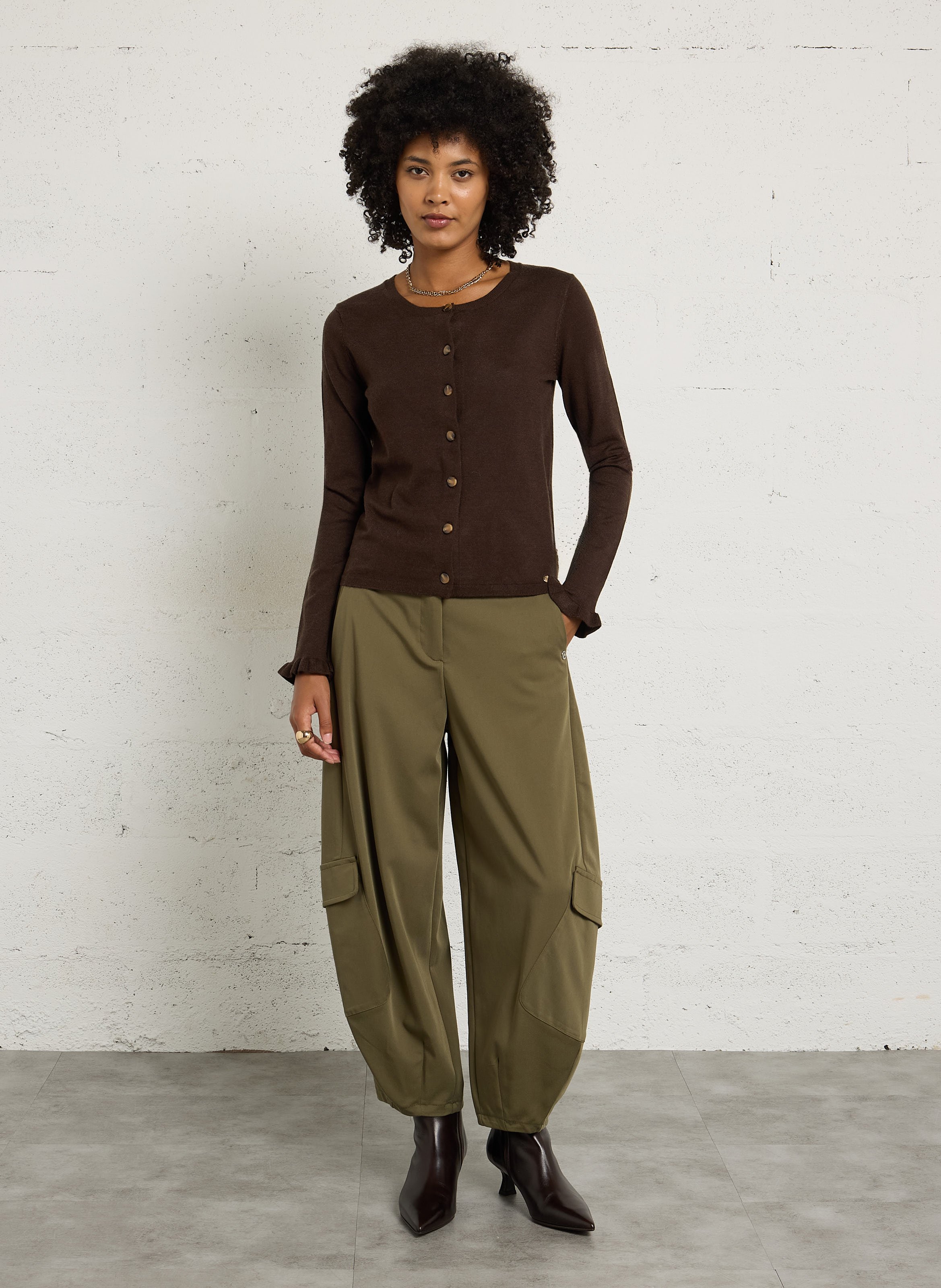 Straight cotton-blend sweater with round neck LA PETITE ETOILE Brown