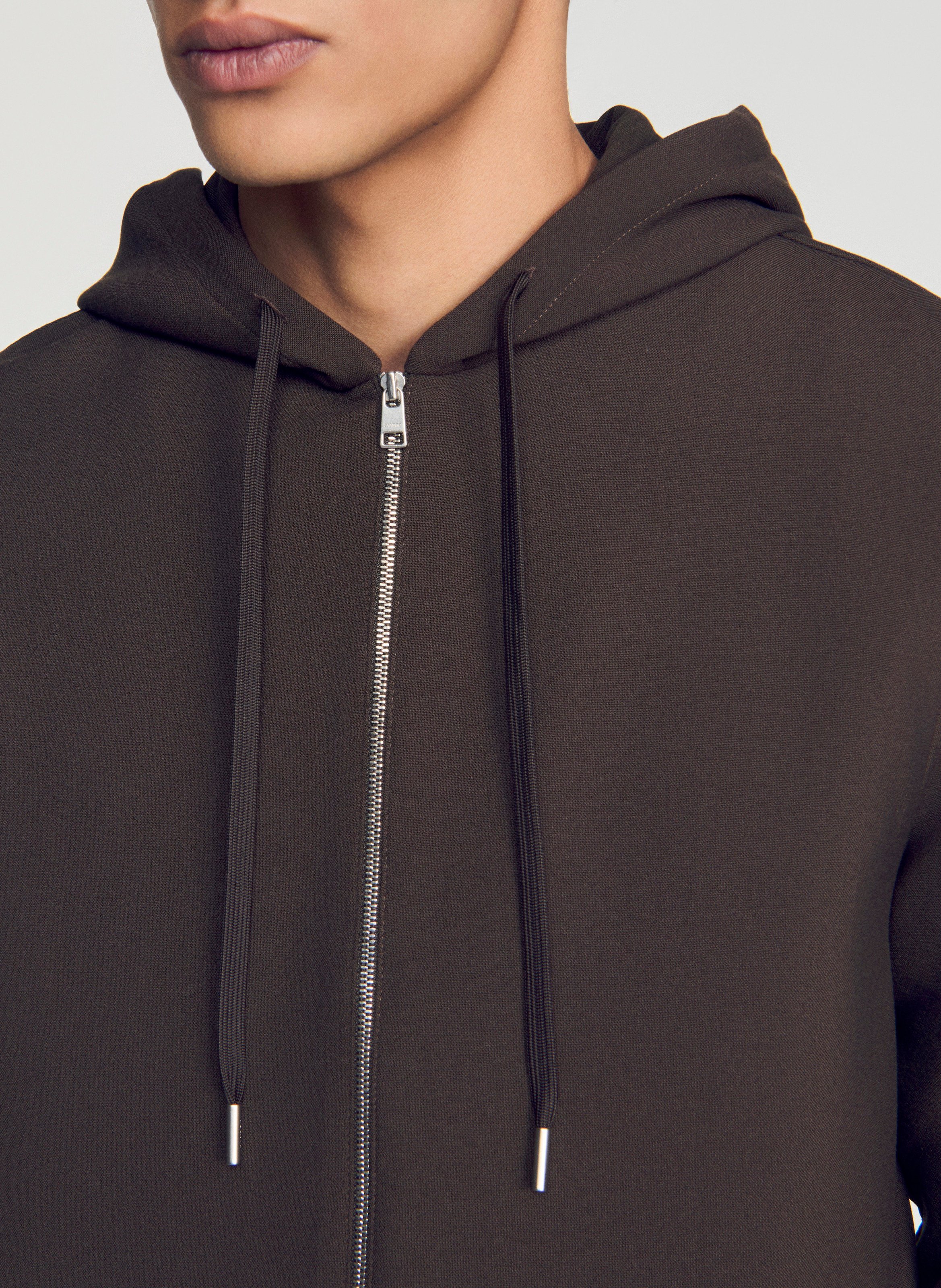 Sweat droit à capuche SANDRO Marron