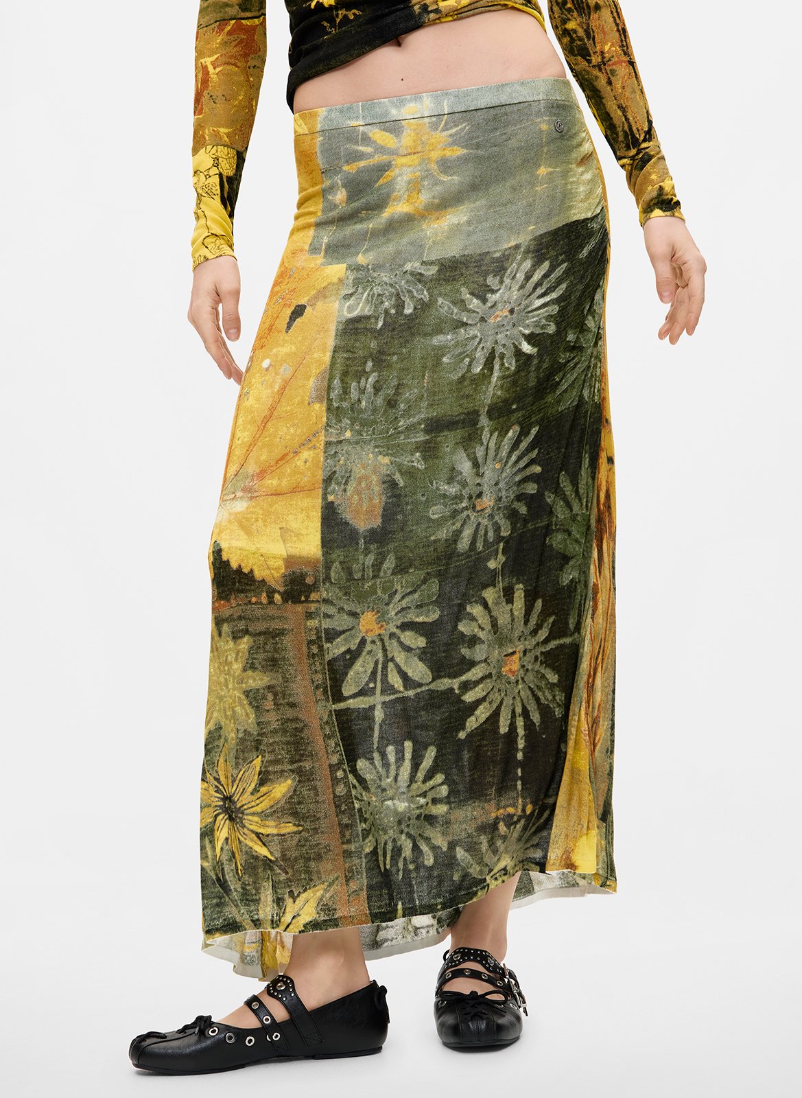 Printed long skirt DESIGUAL Green
