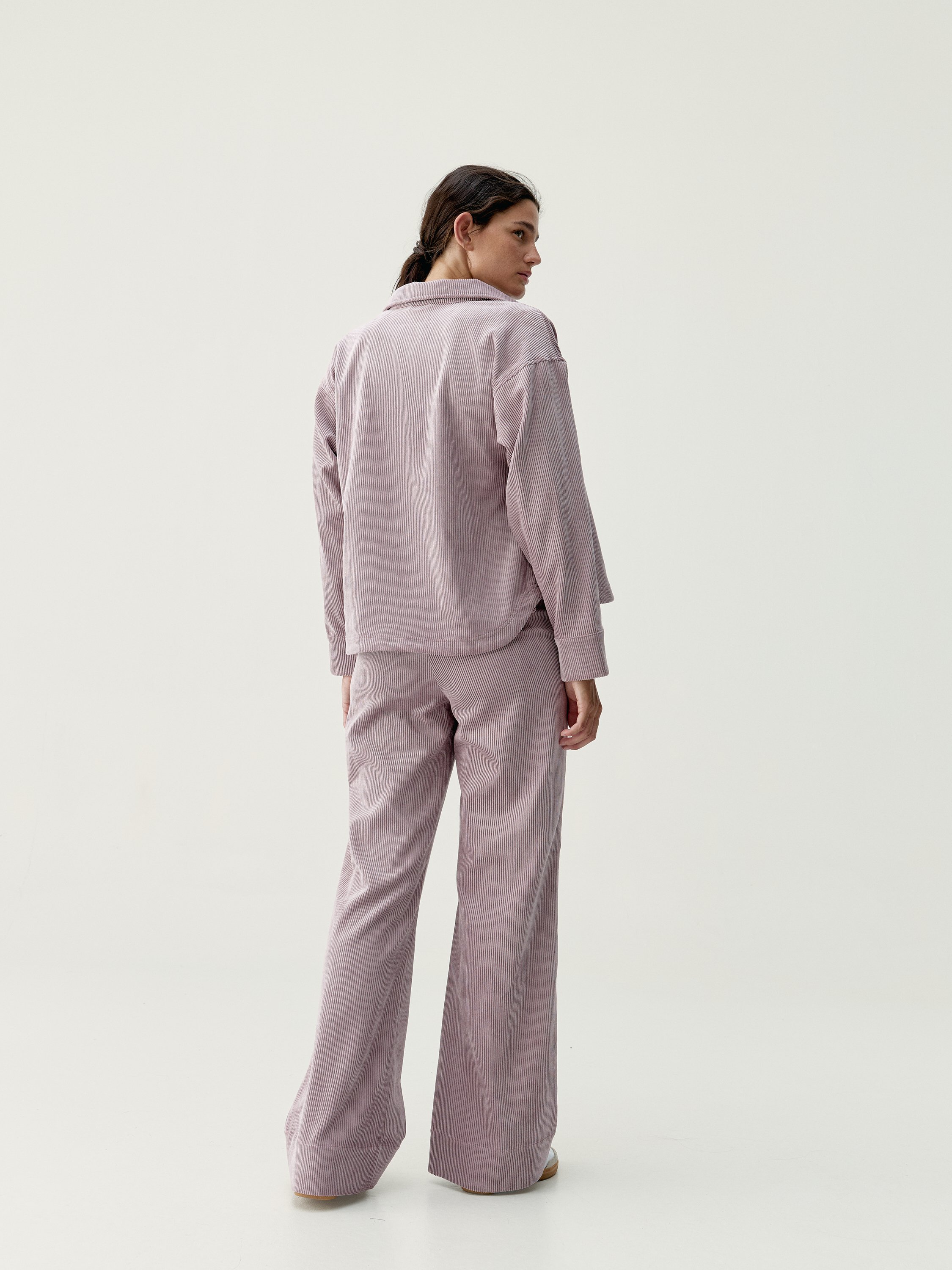 Women's zinnia wide leg sports pants with zippered pockets. BORN Pink