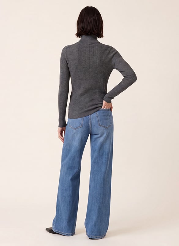 Close-fit wool polo neck sweater | Grey KOOKAI Women