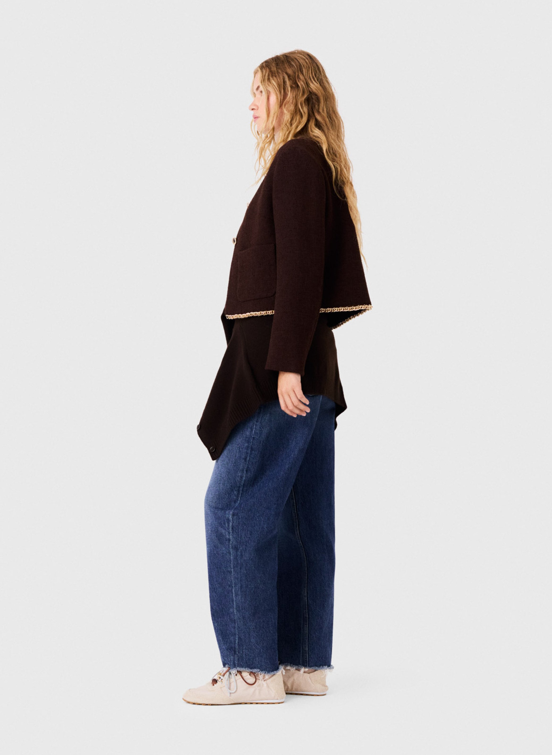 Veste courte droite col rond MAJE Bruin