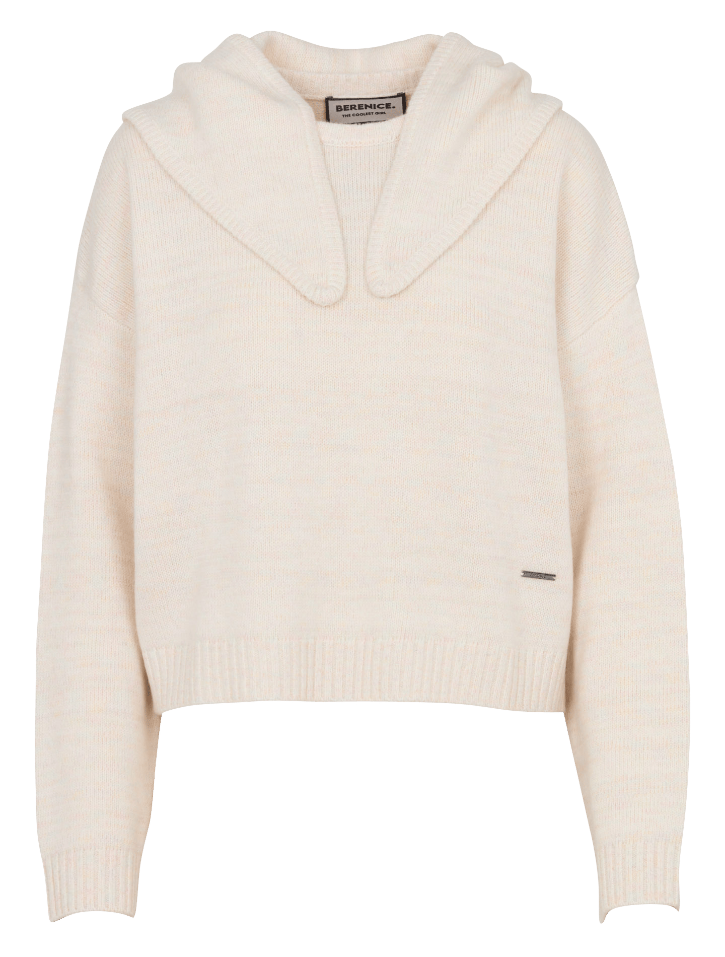 Pull col rond avec écharpe en laine BERENICE Blanc