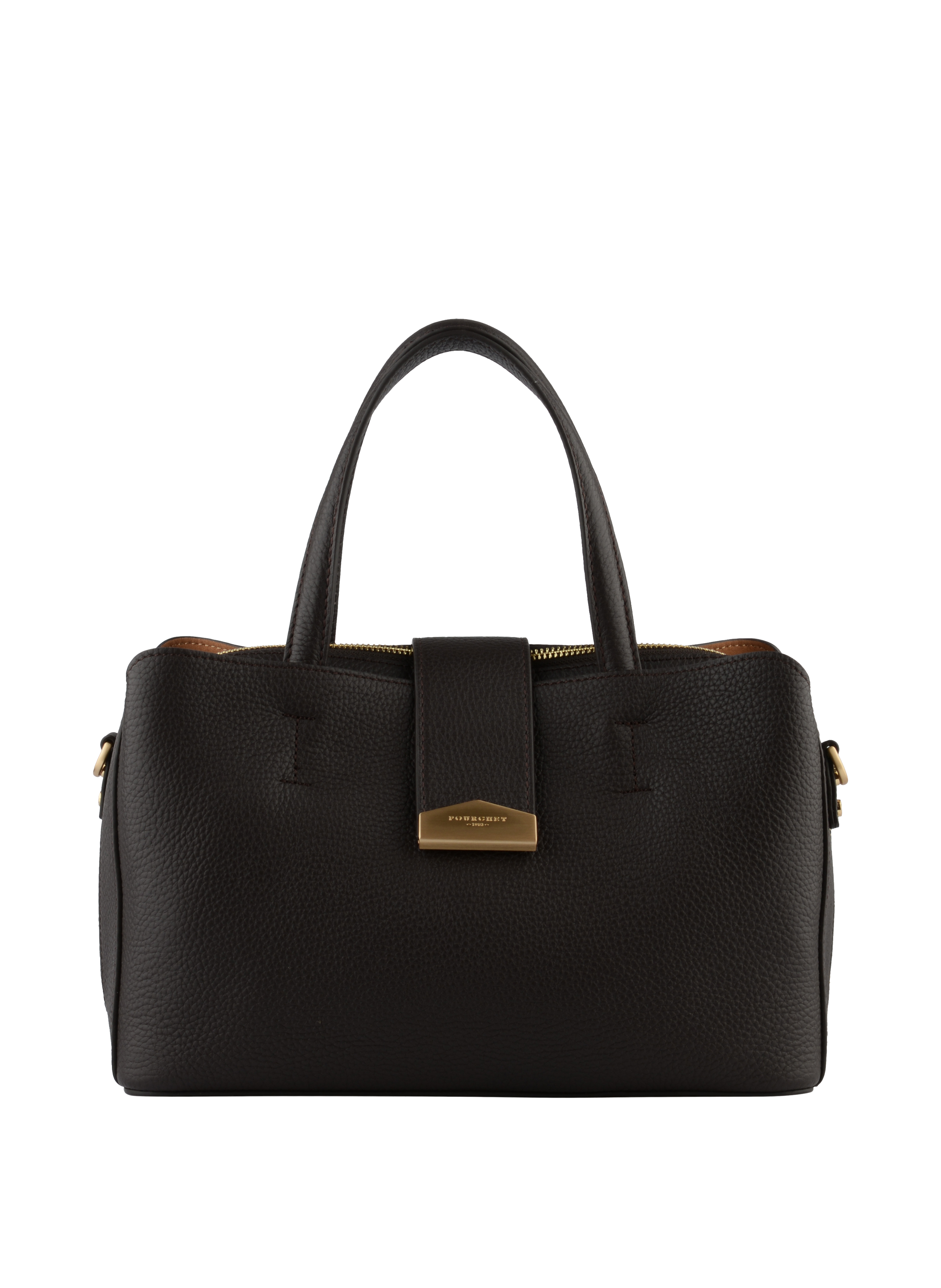 Calfskin leather handbag POURCHET Brown