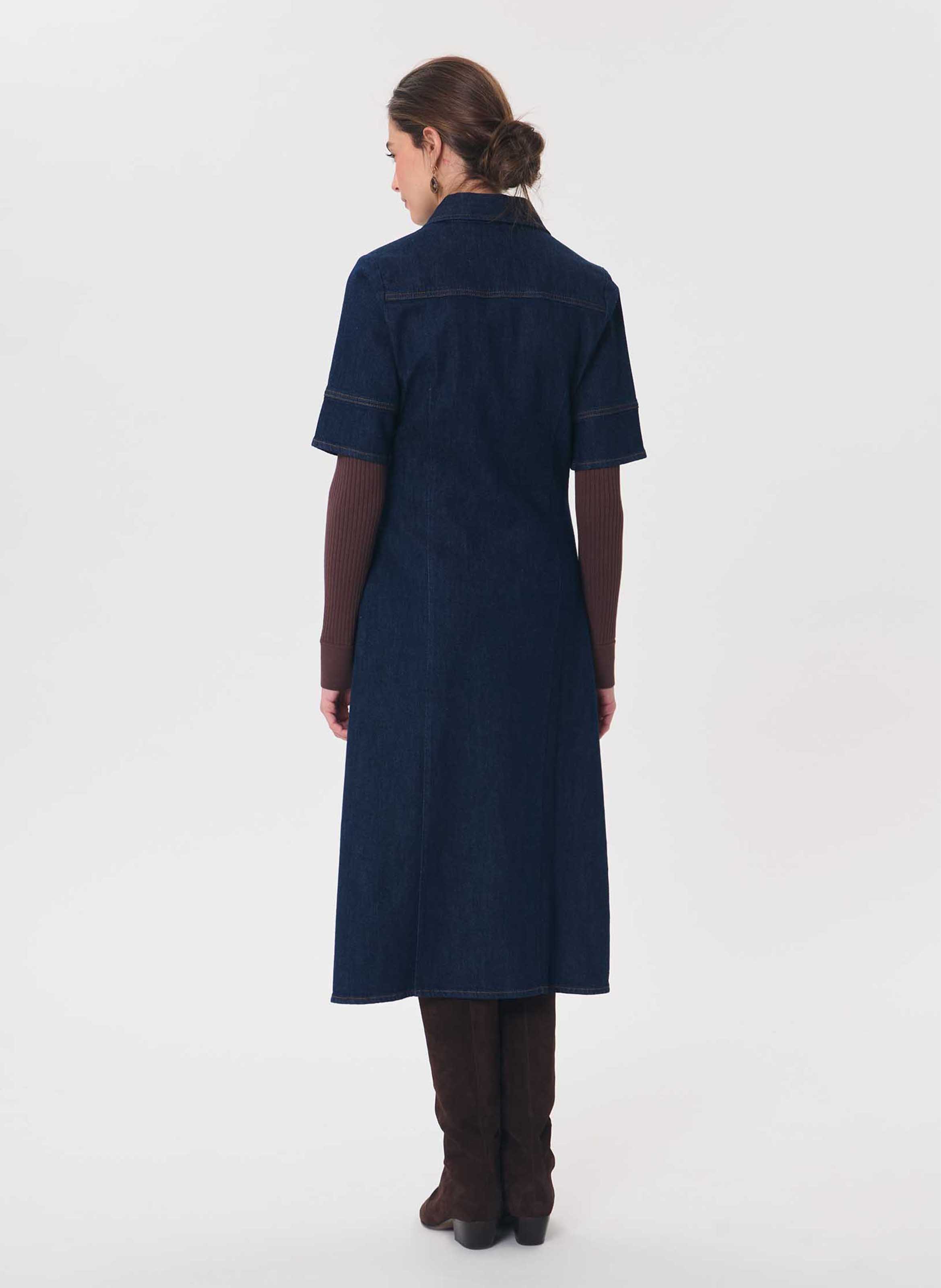 Ausgestelltes Midi-Kleid aus Denim TARA JARMON Blau