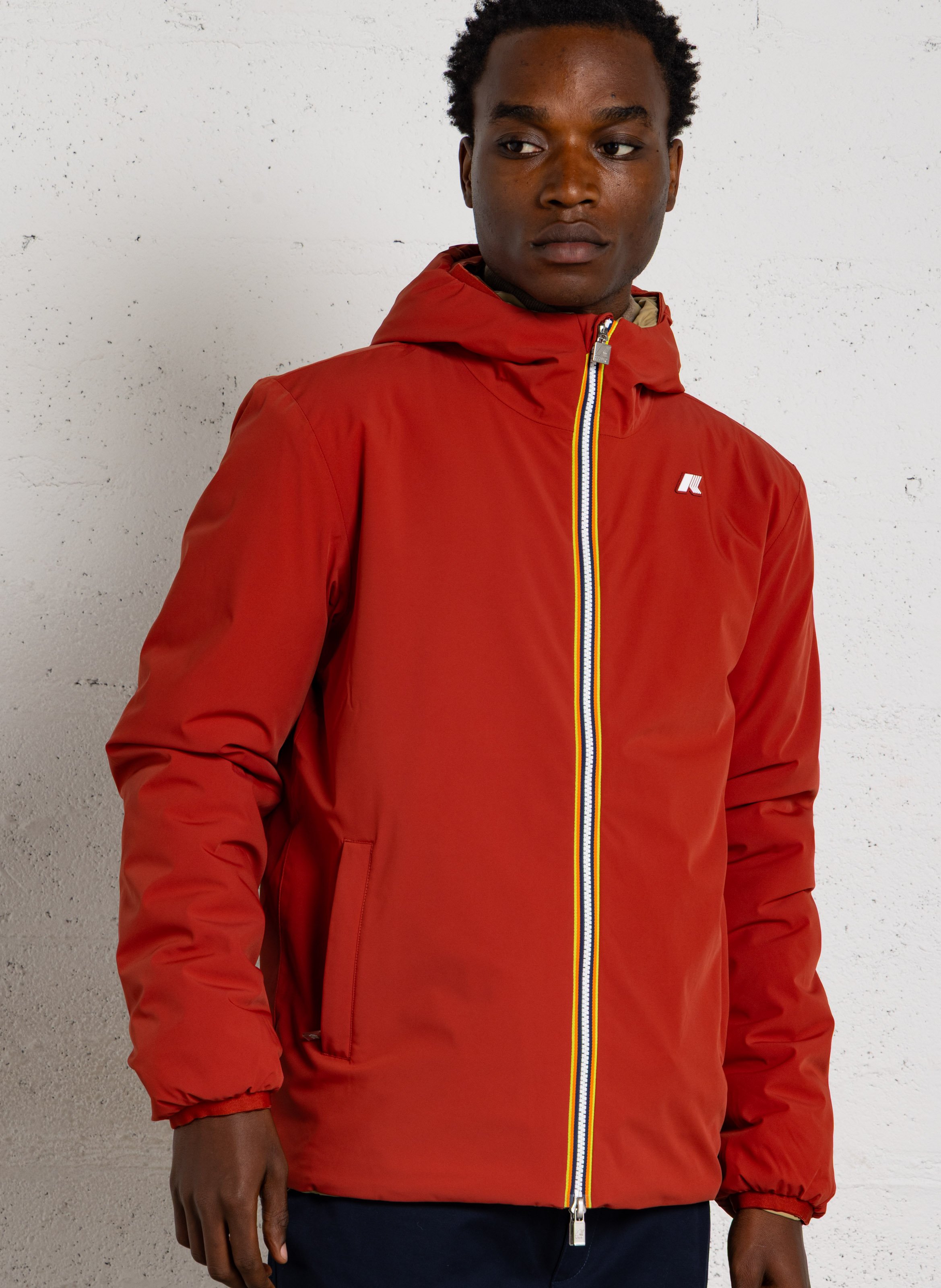 Straight windbreaker with high collar K-WAY