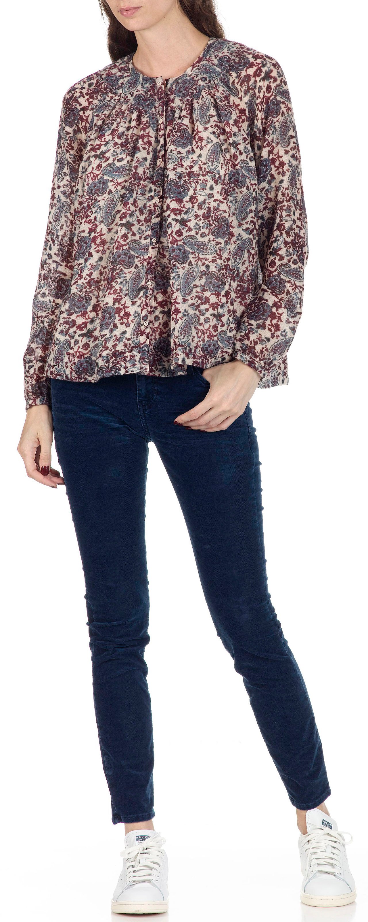 Pieros round-neck printed wool shirt SWILDENS Red