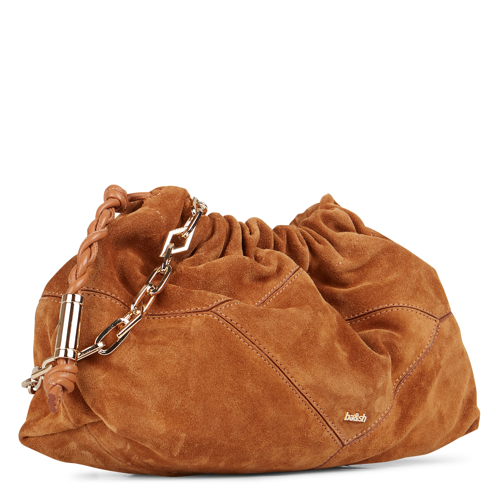 Sac bandoulière en cuir velours BA&SH Marron