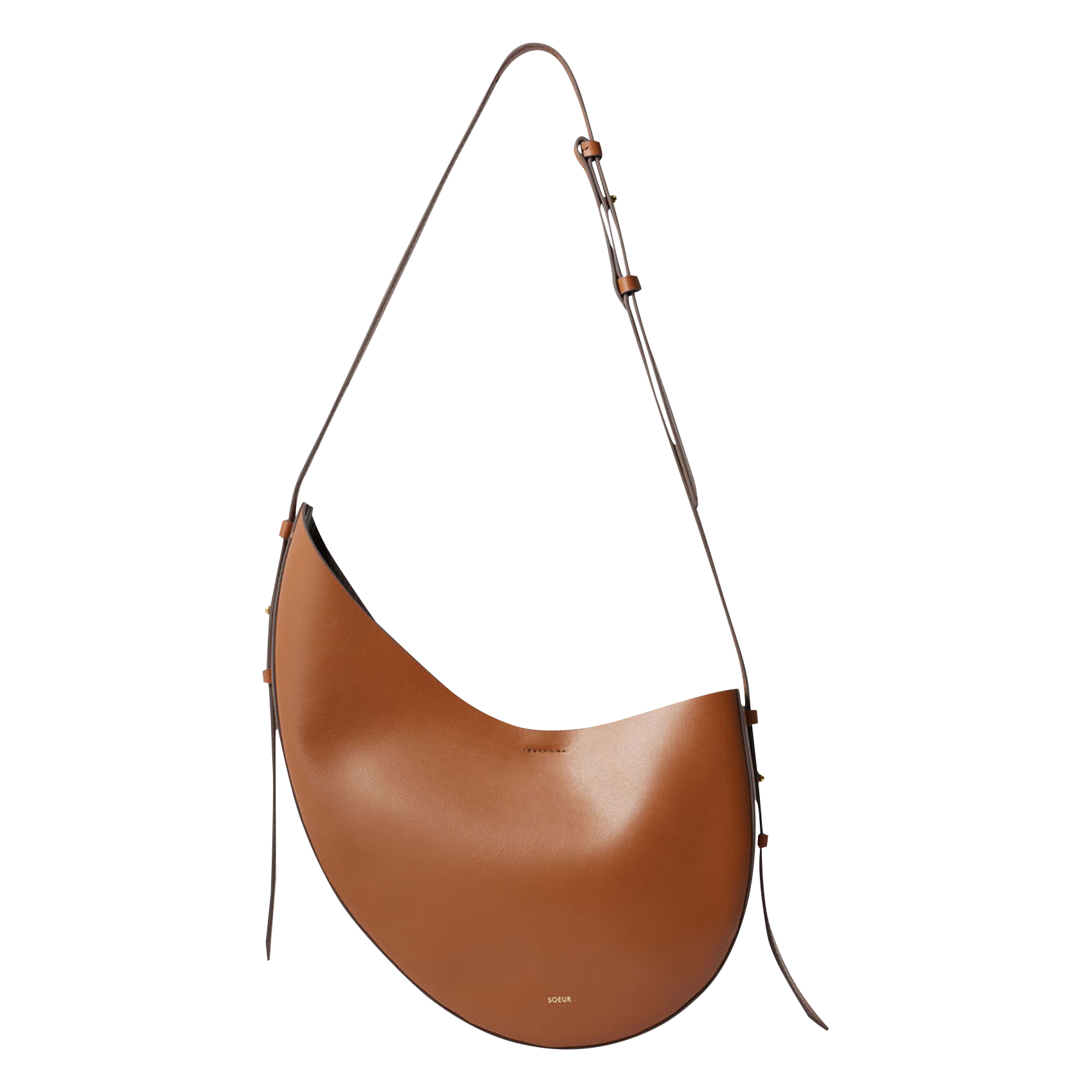 Sac bandoulière asymétrique en cuir lisse SOEUR