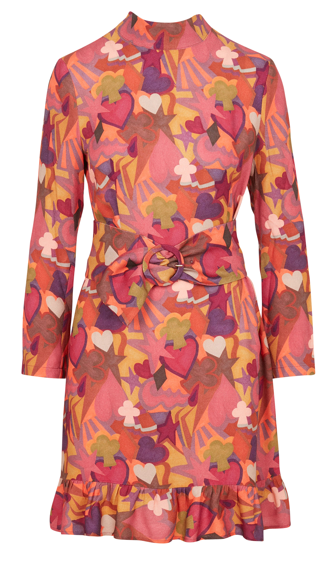 Robe courte évasée col montant imprimée SOI PARIS Rose