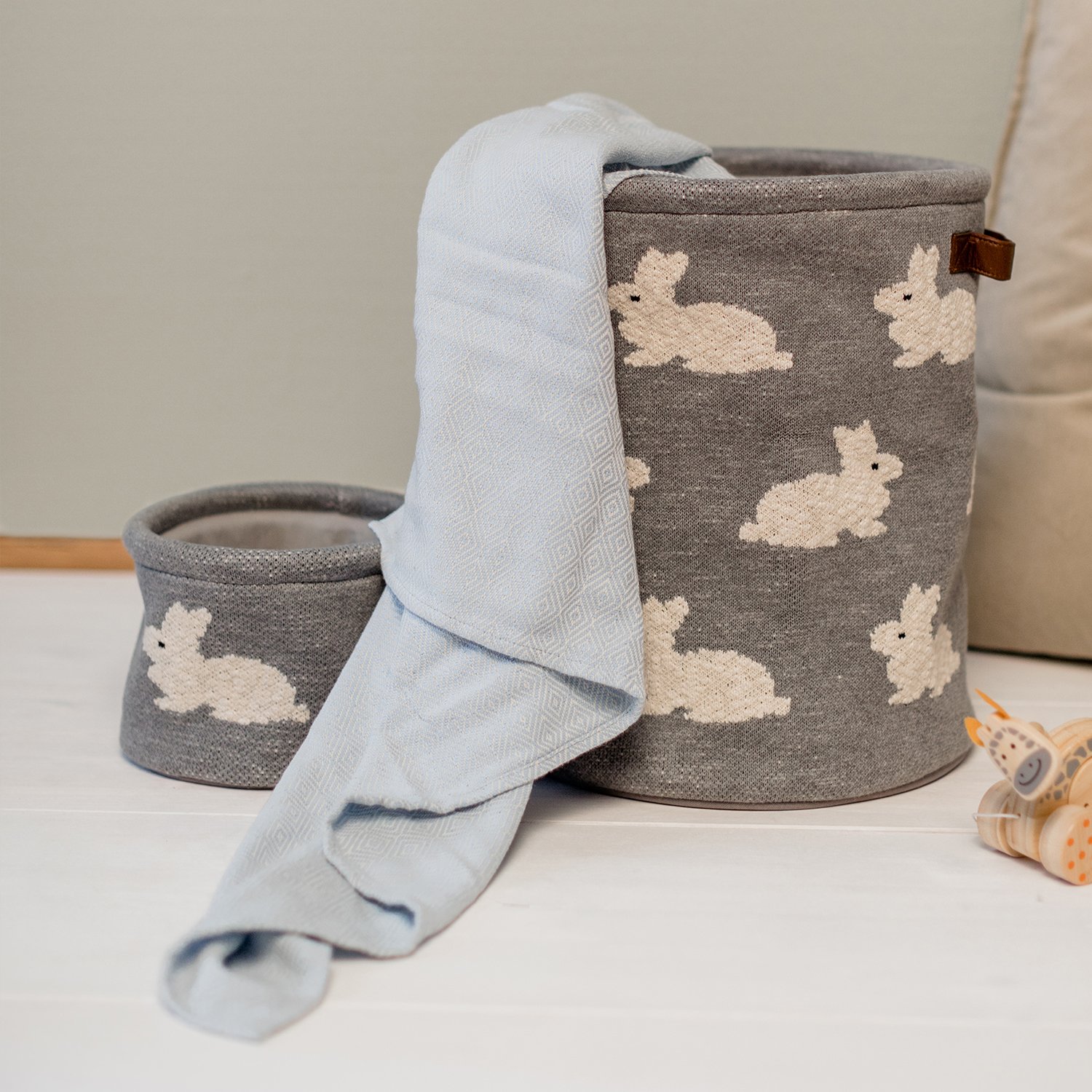 Small cotton storage basket KINDSGUT Grey