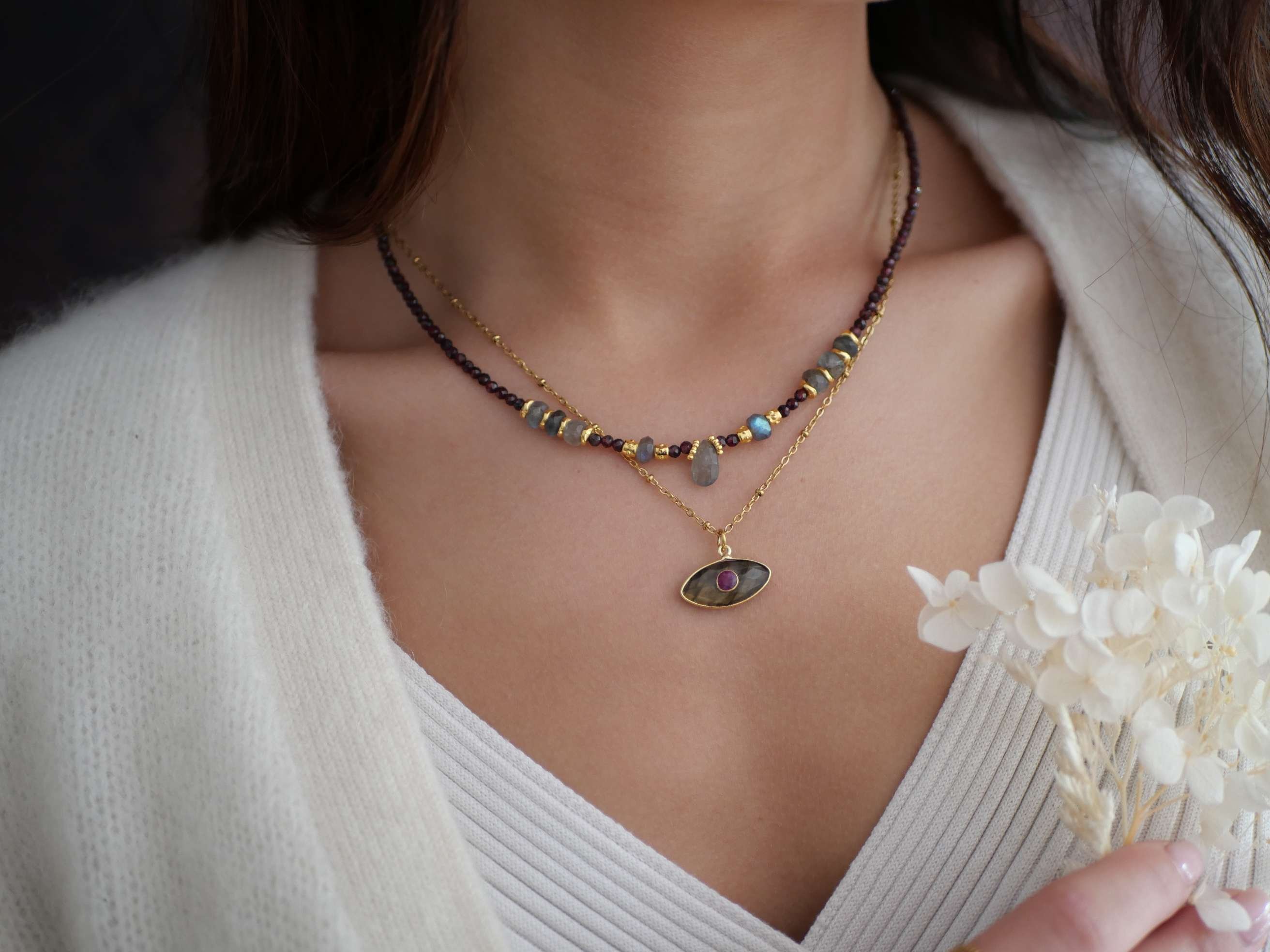 Garnet necklace GINANDGER Red