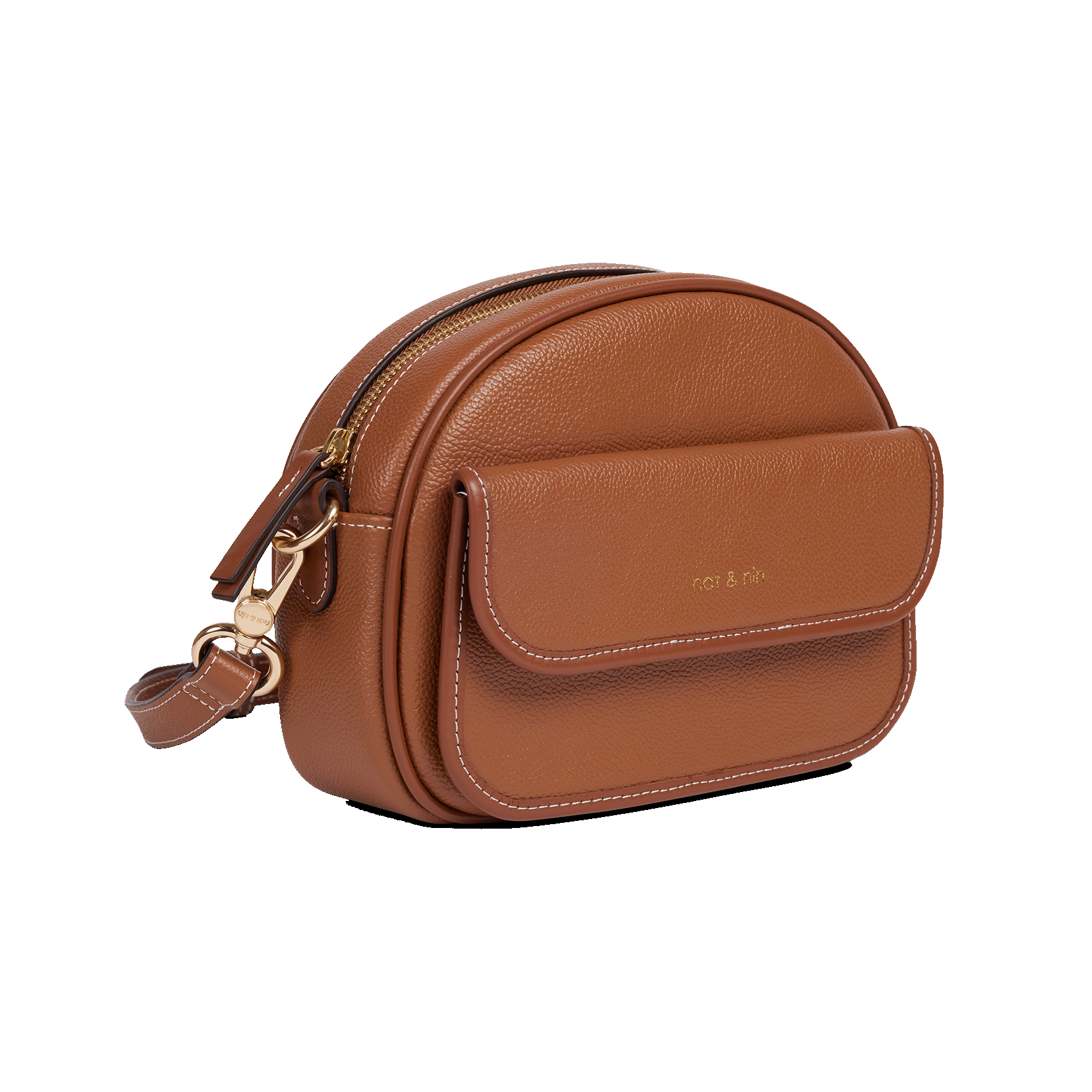 Sac bandoulière en cuir NAT & NIN Marron