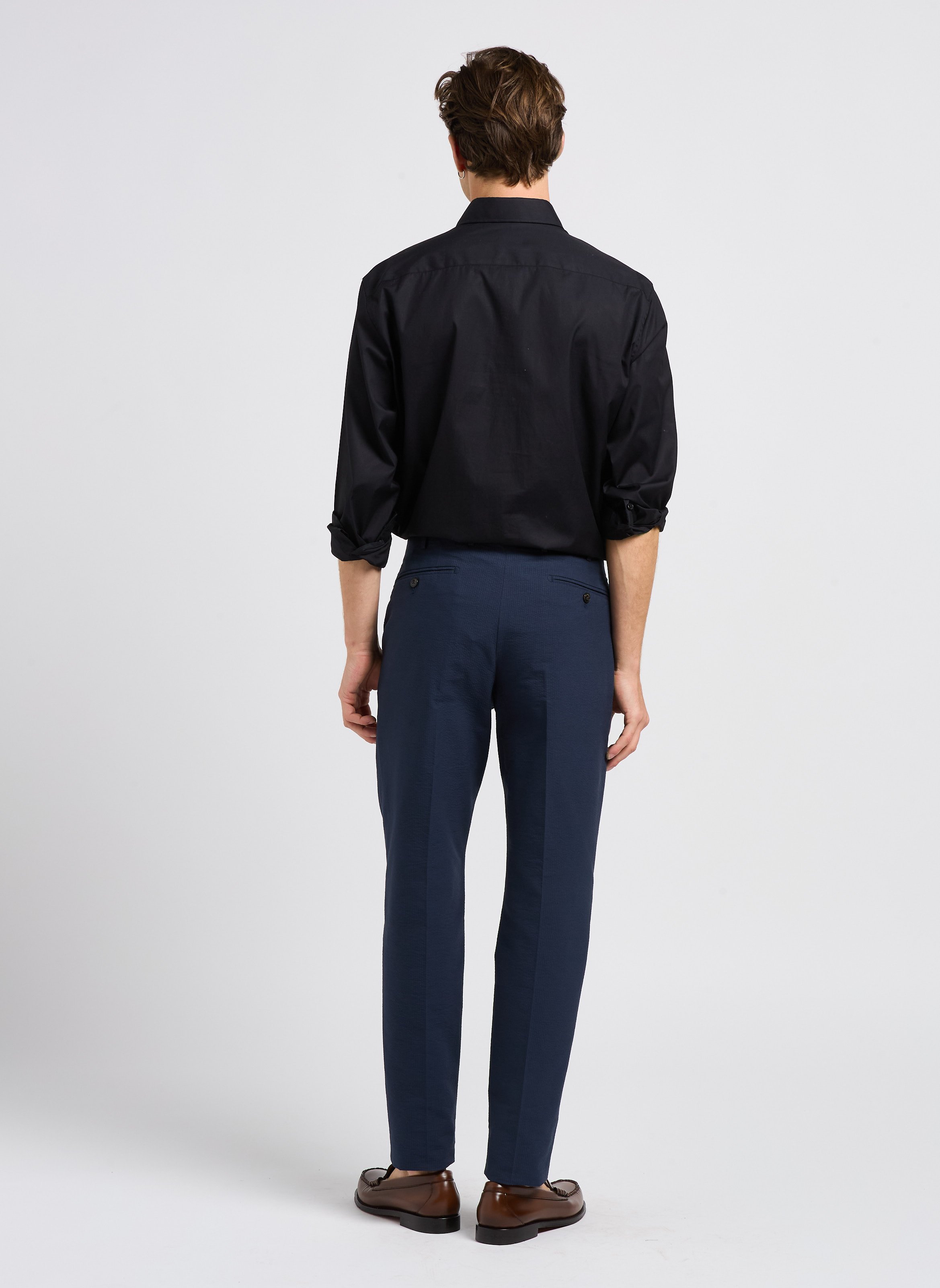 Straight cotton shirt with classic collar AU PRINTEMPS PARIS Black