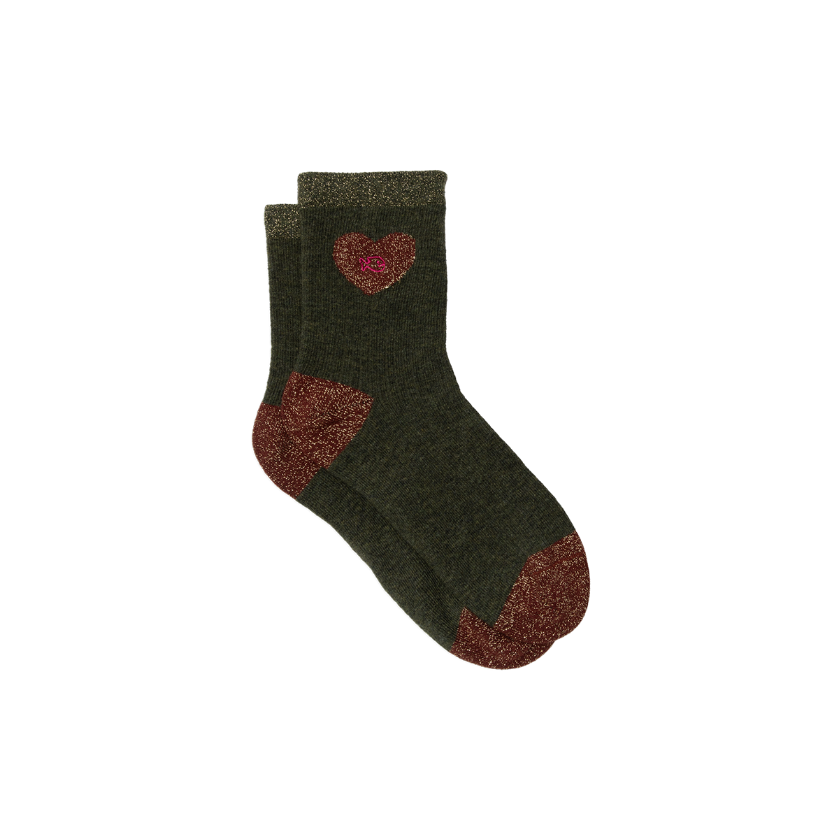 Combed cotton heart socks BILLYBELT Green