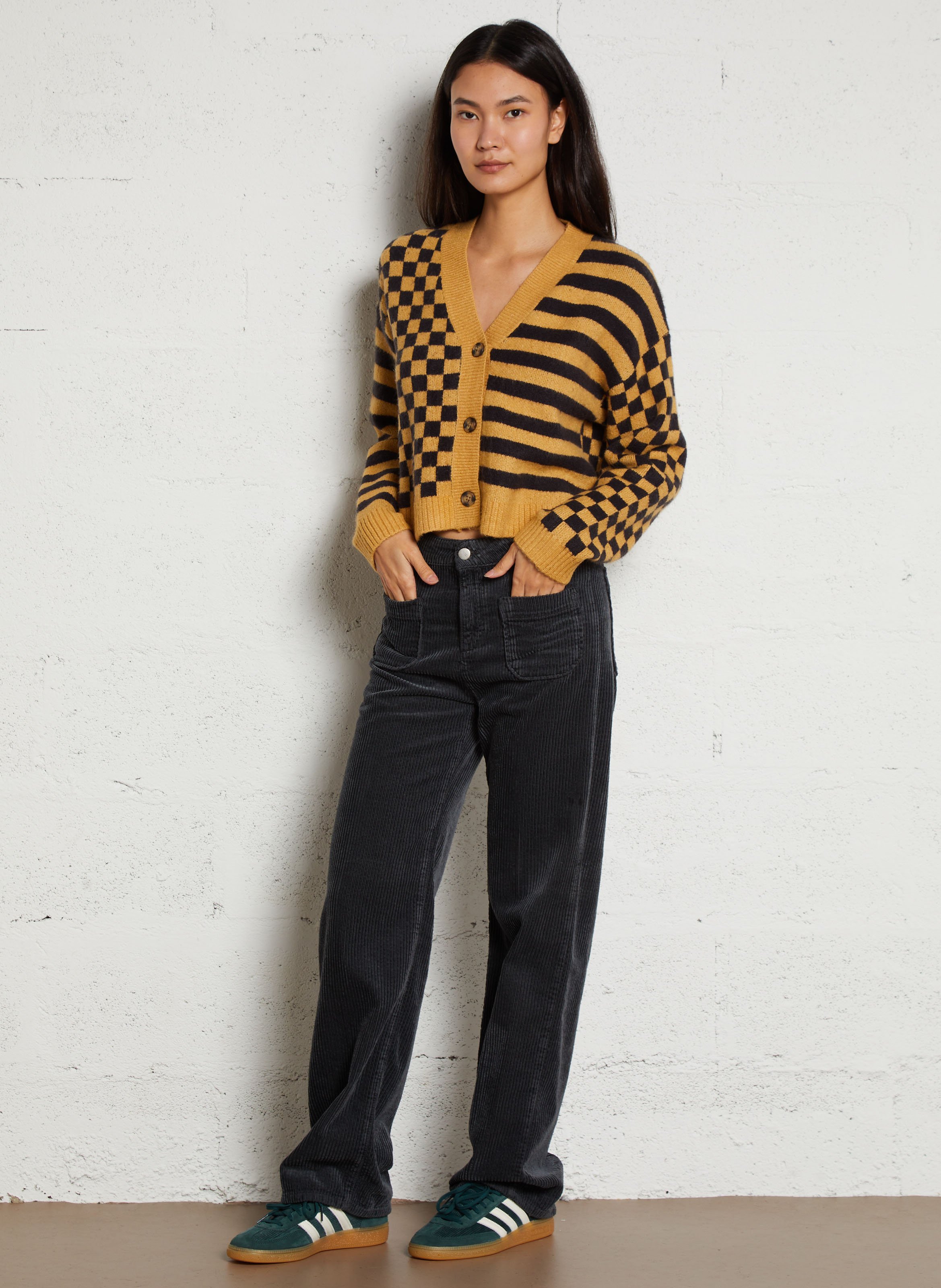 Ribbroek met wijd uitlopende pijpen ACQUAVERDE Grijs