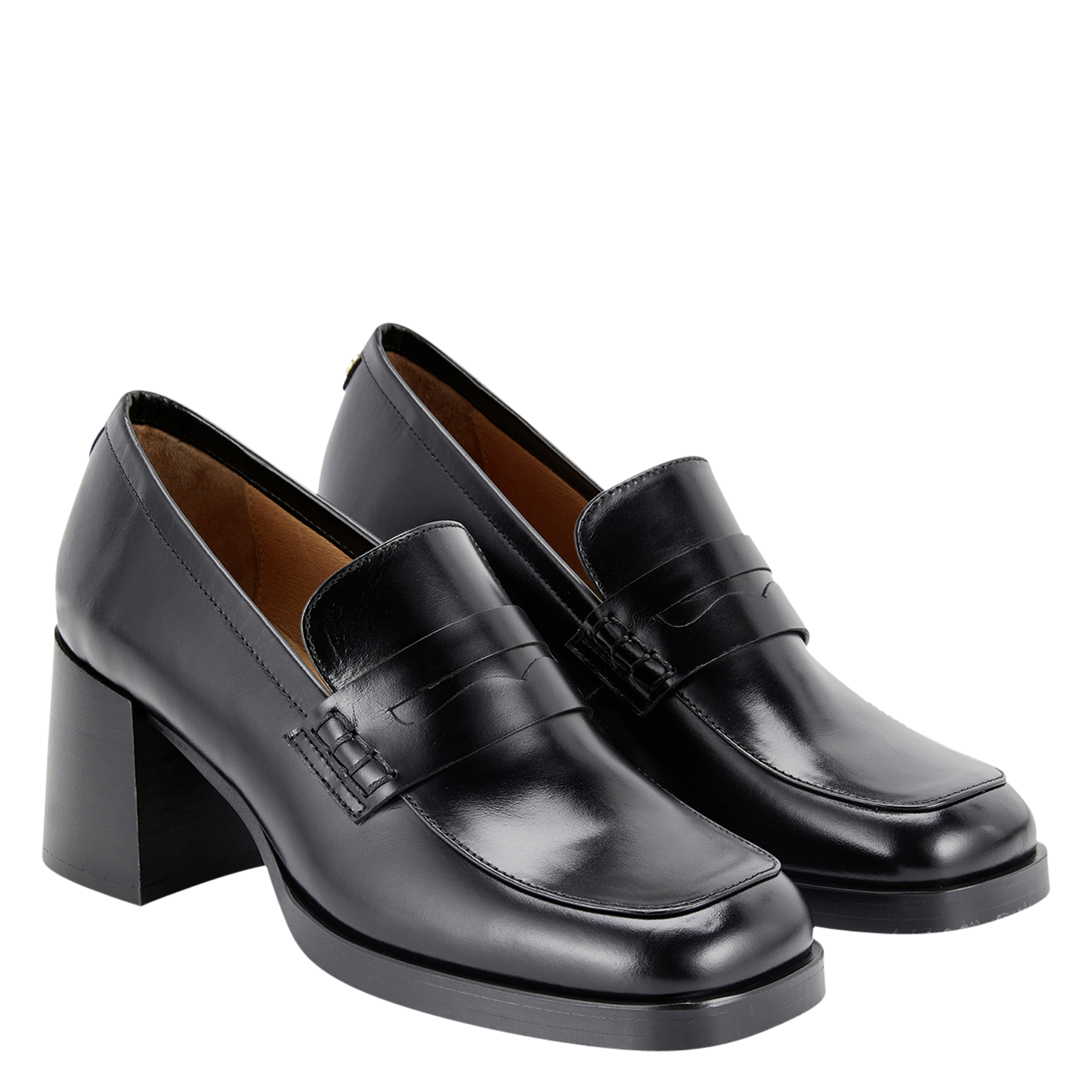 Heeled leather loafers COSMOPARIS Black