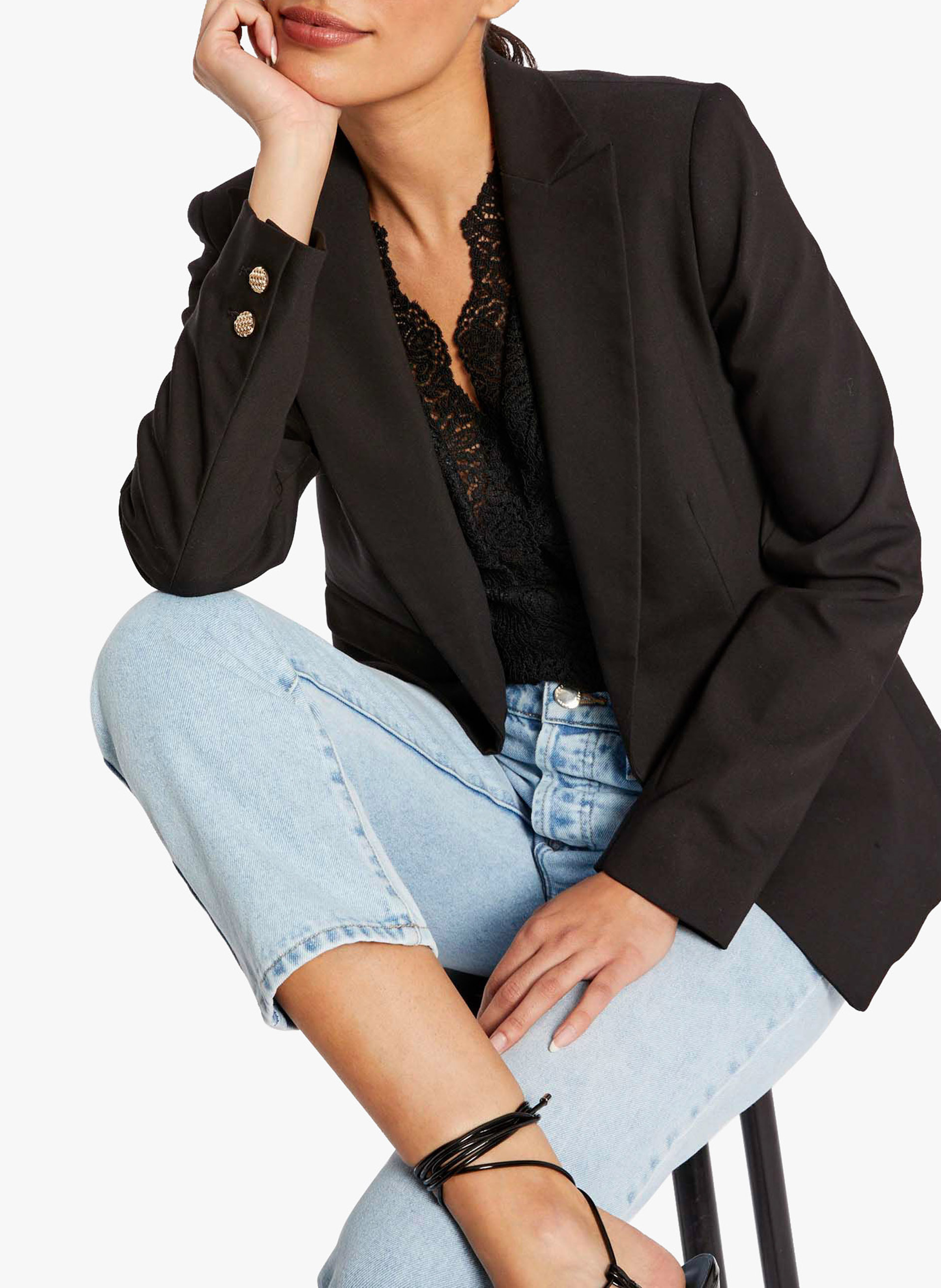 Rechte blazer met knopen MORGAN Zwart