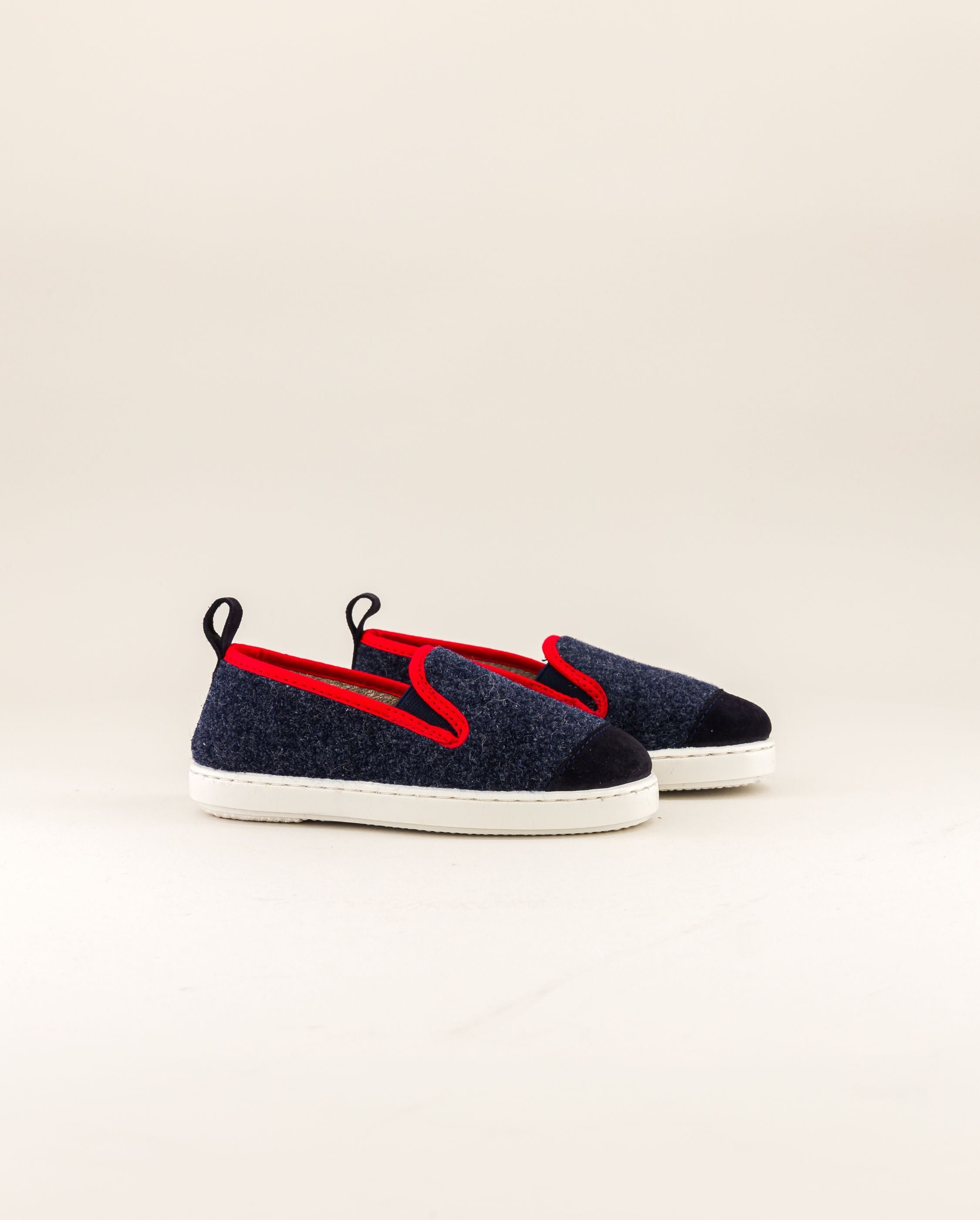 Child wool slipper, navy red ANGARDE Blue