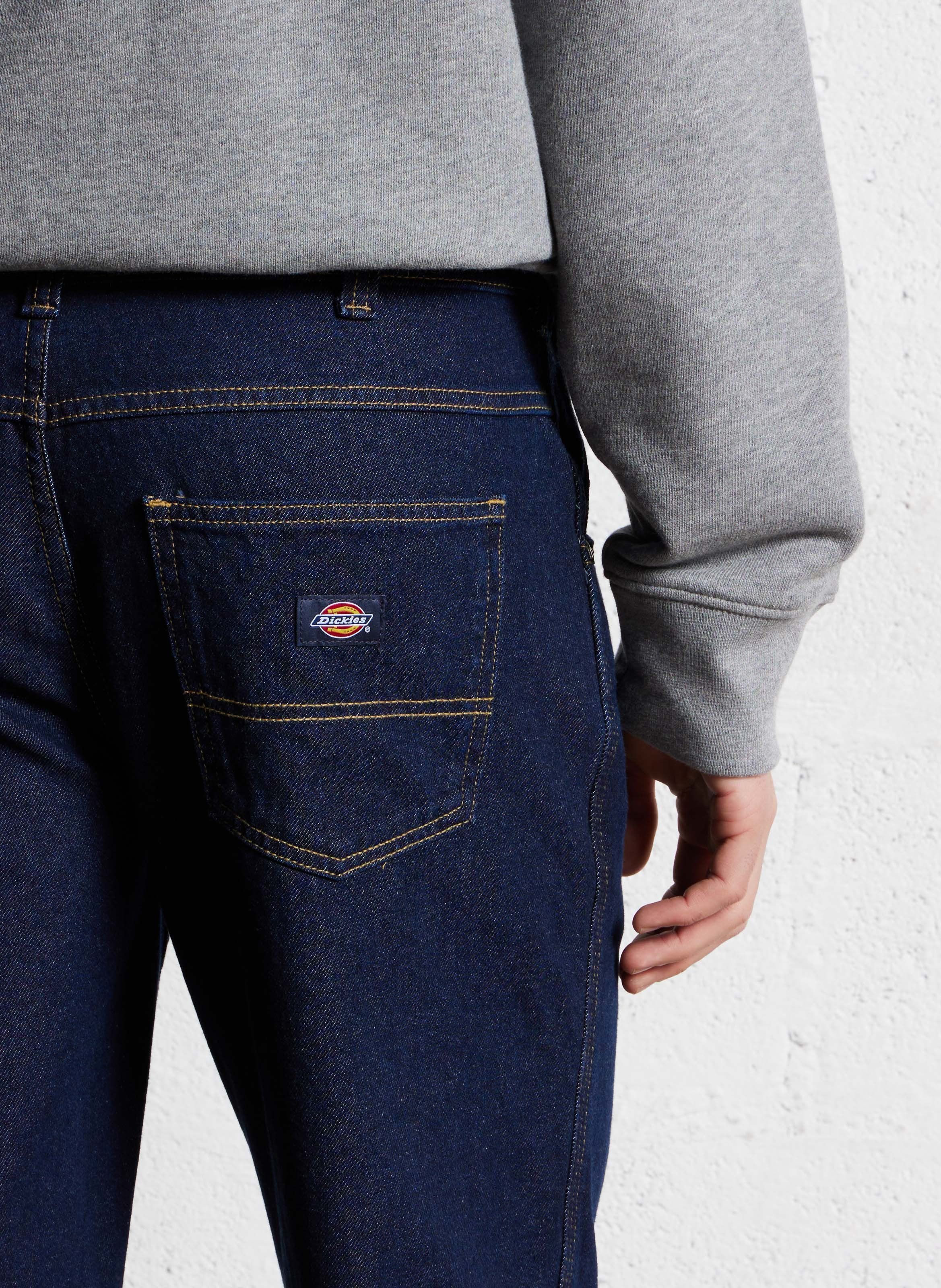 Jean droit en coton Bleu