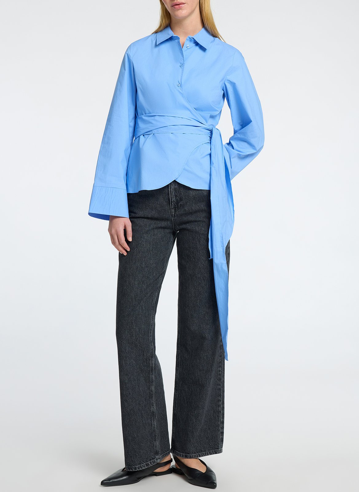 Straight organic cotton shirt SELECTED Blue