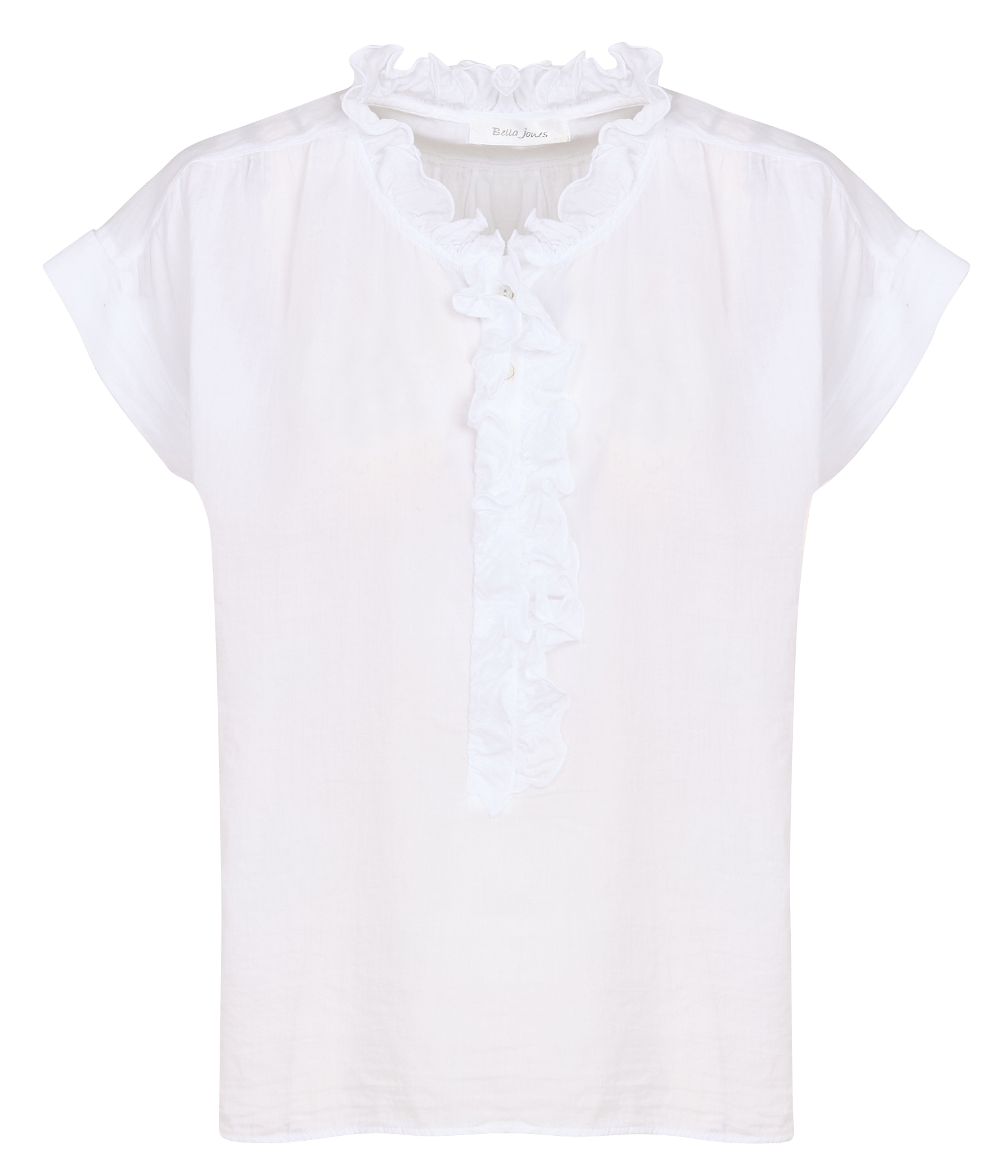 Top manches courtes droit à froufrous BELLA JONES Blanc