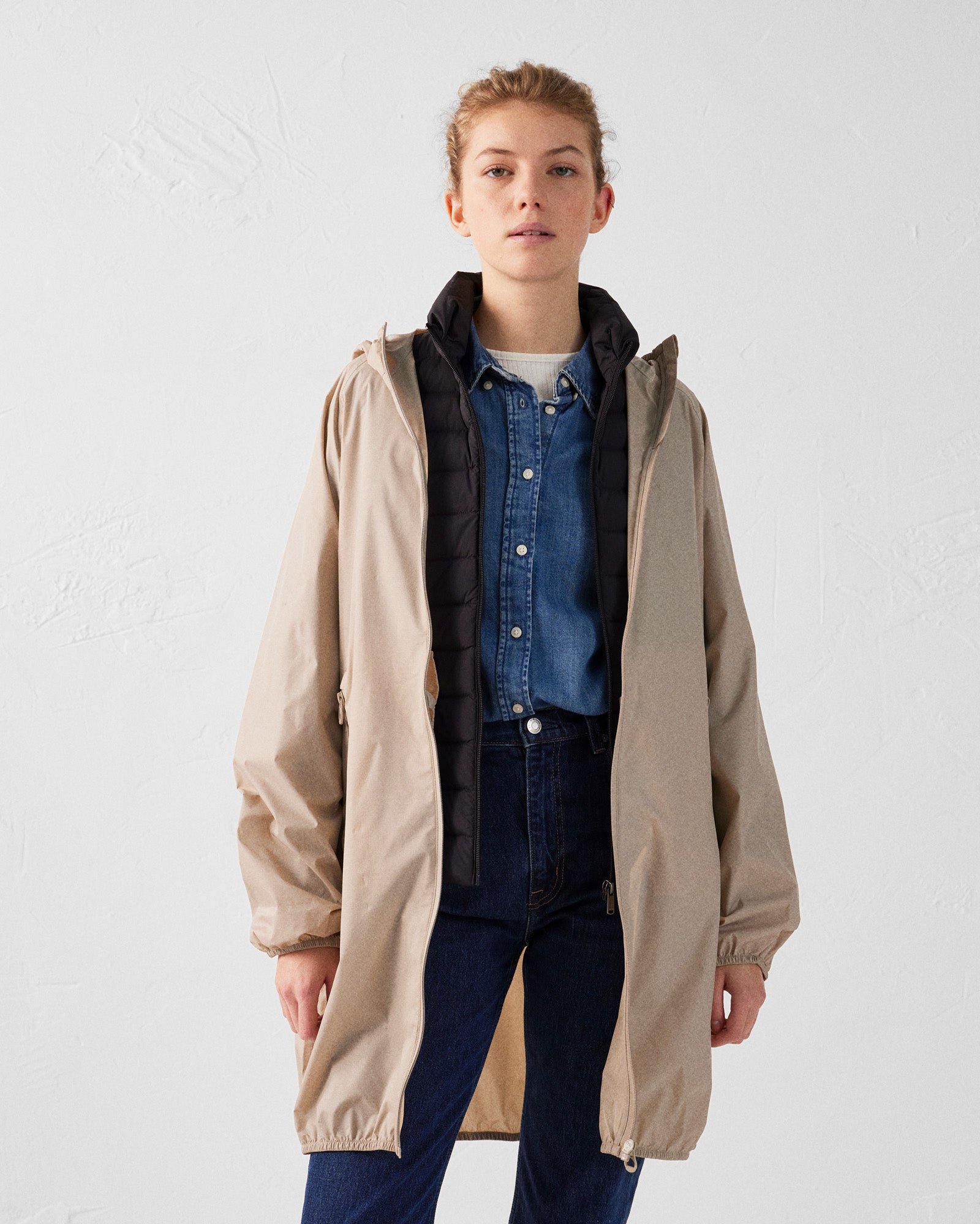 Glendale long hooded raincoat JOTT Beige