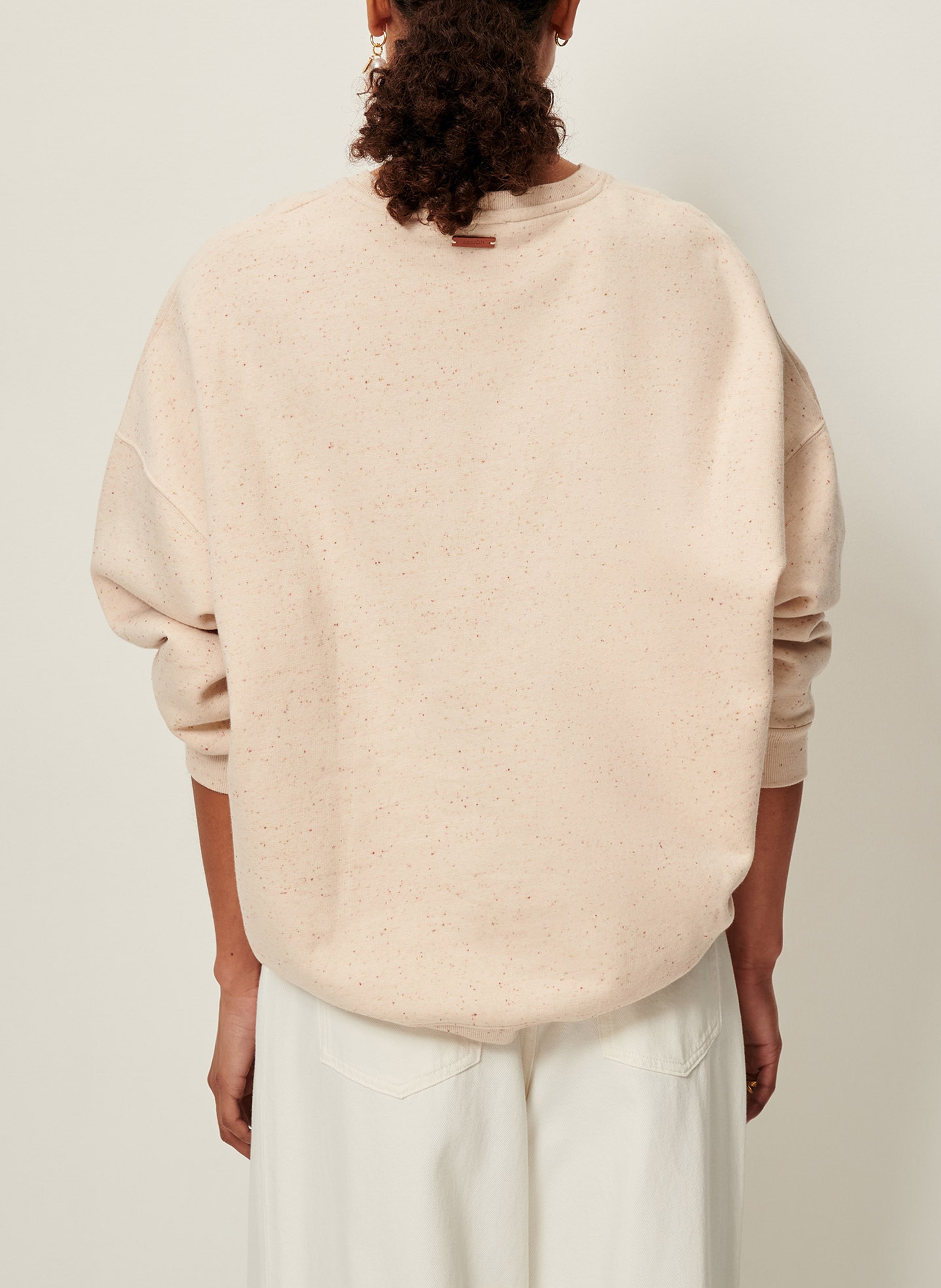 Sweat col rond oversize en coton mélangé SESSUN Beige