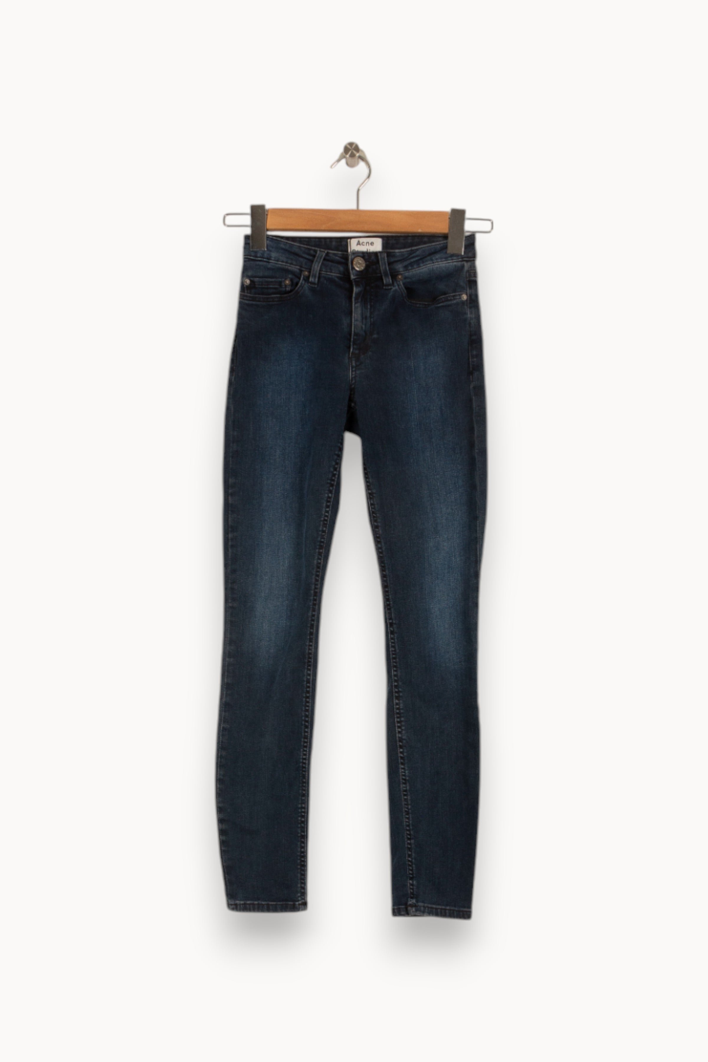 Cropped slim jeans with studs ACNE STUDIOS - Seconde Main Blue