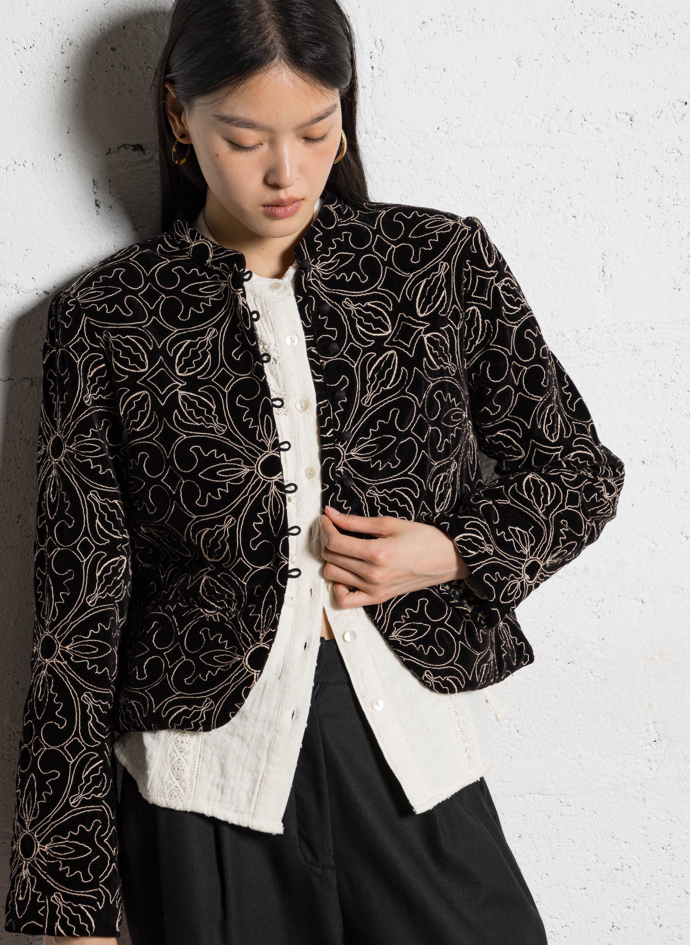 Cropped cotton jacket MAISON HOTEL Black