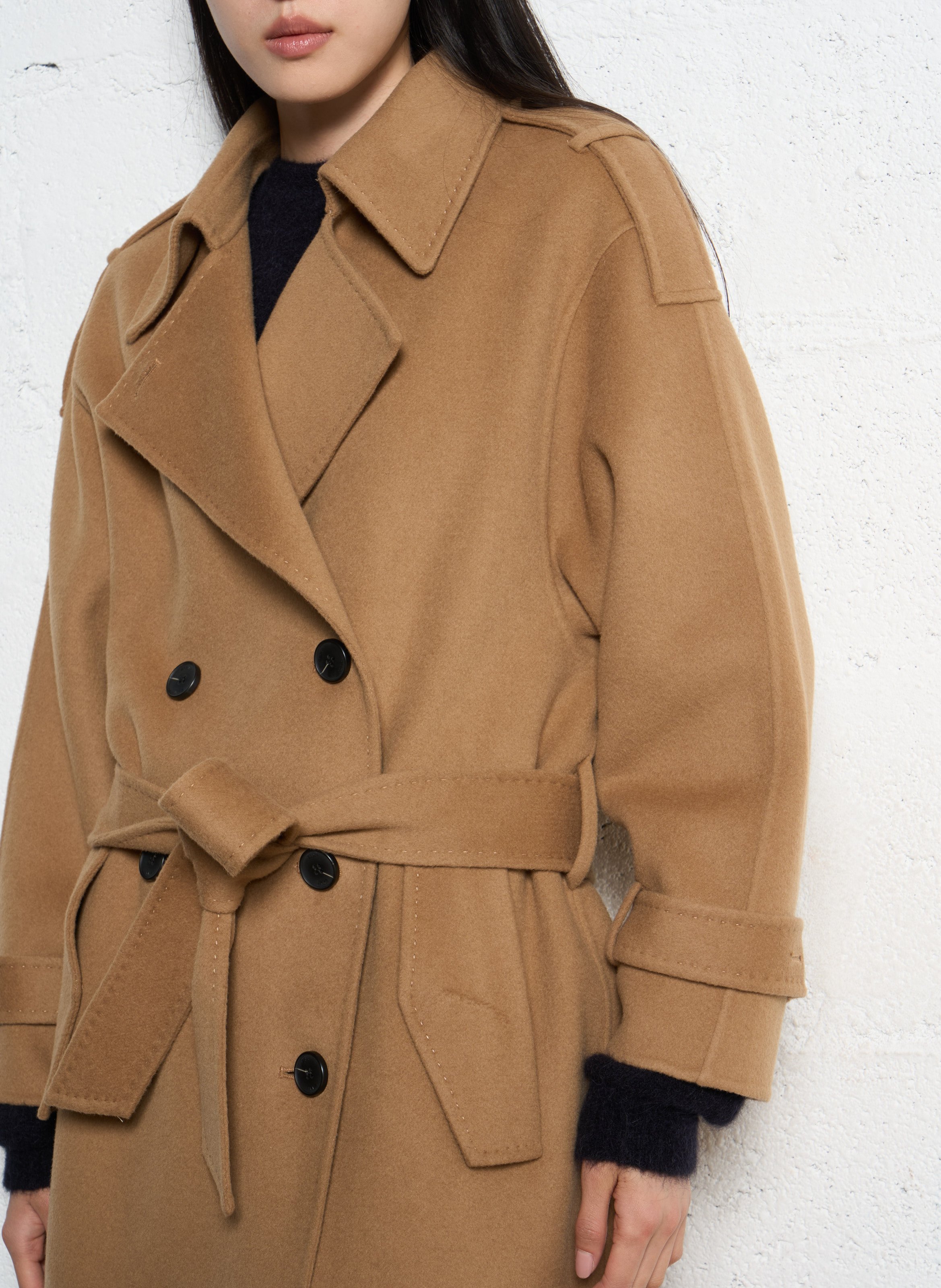 Cocoon-Mantel aus Wolle mit Reverskragen IKKS Braun