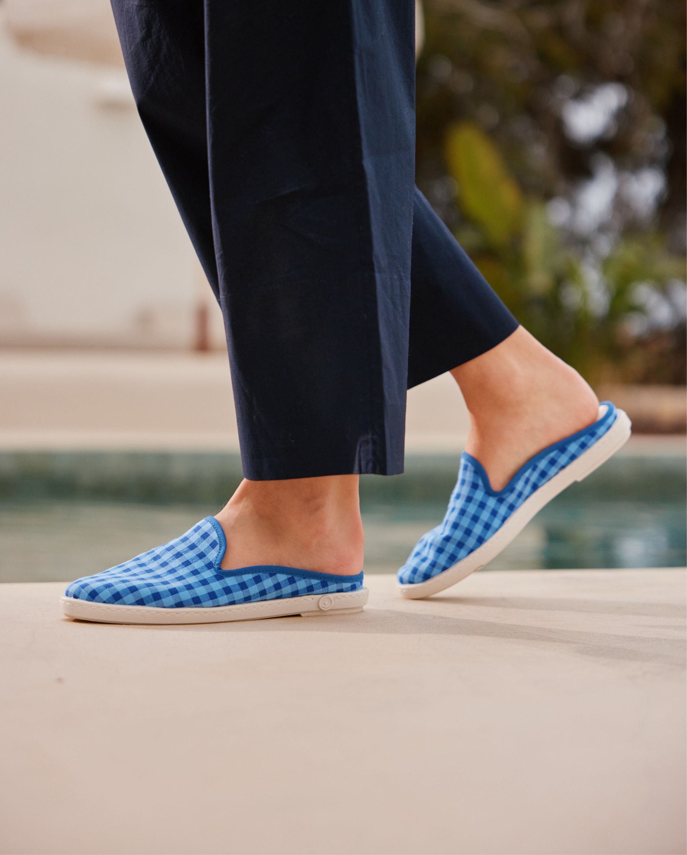 Ocean Blue Gingham Women's Mule ANGARDE Blue