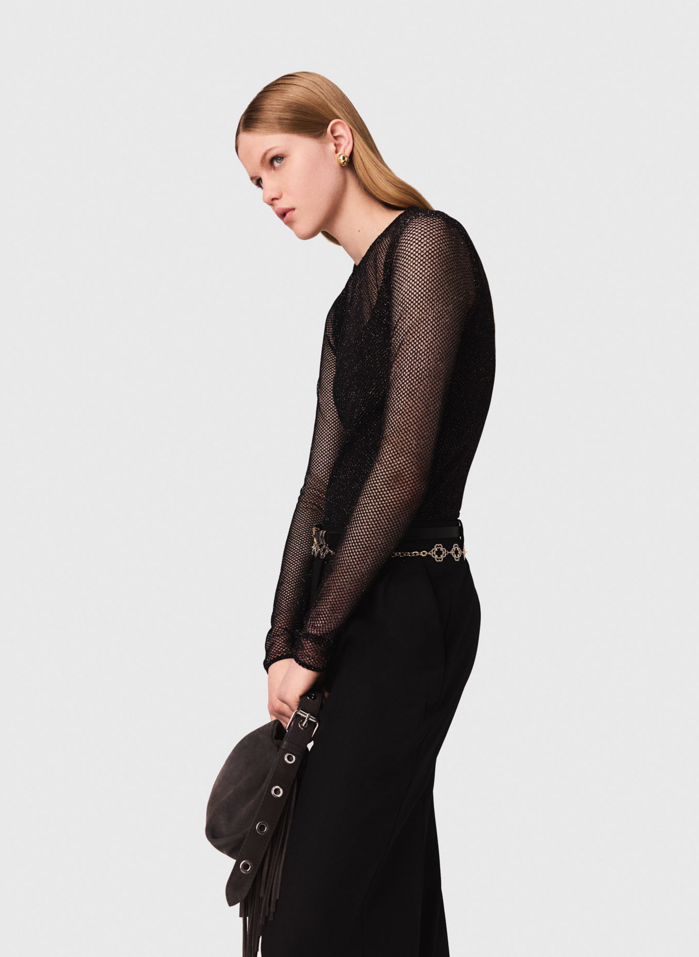 Body manches longues pailleté  MAJE Noir