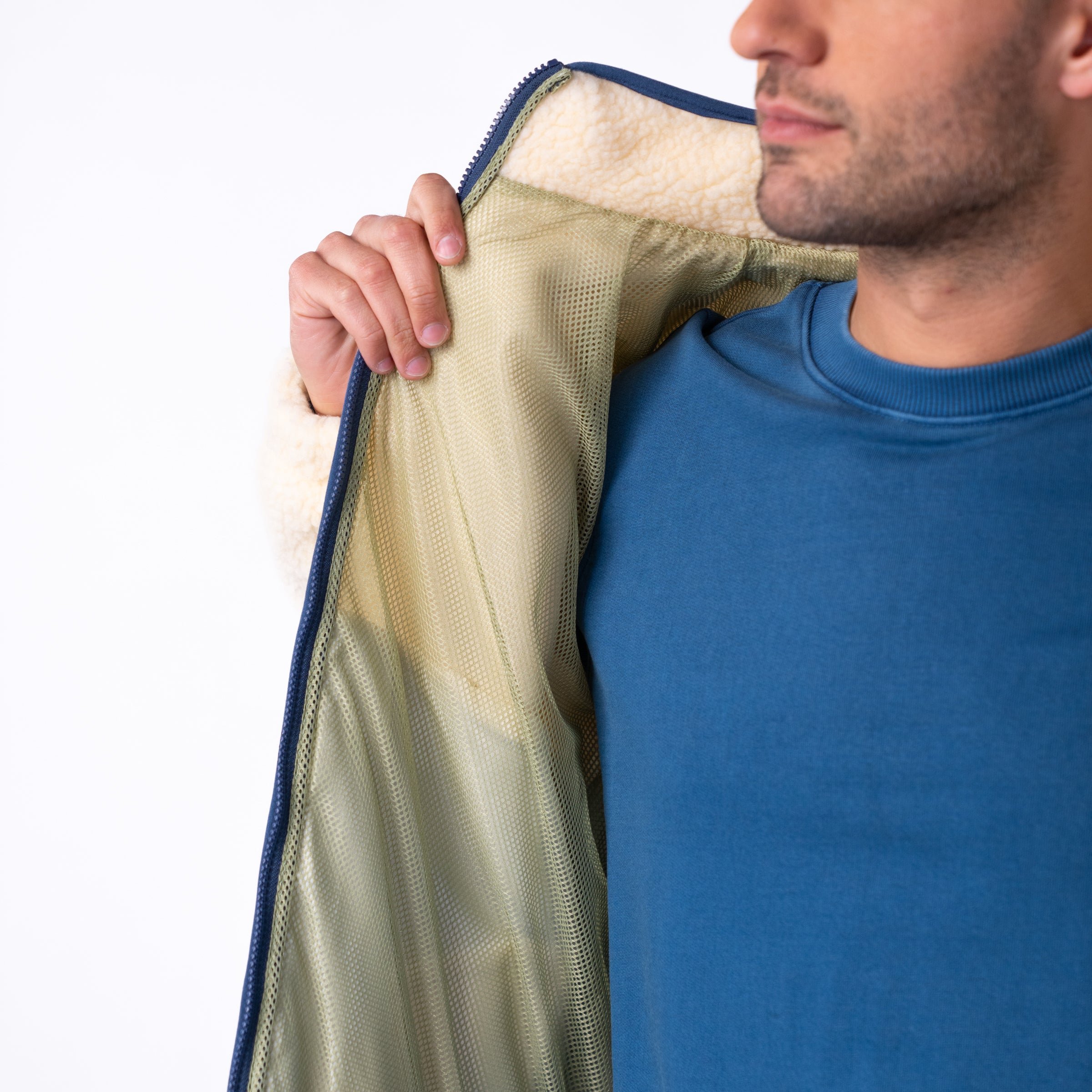 Sherpa bi-material jacket BILLYBELT Beige