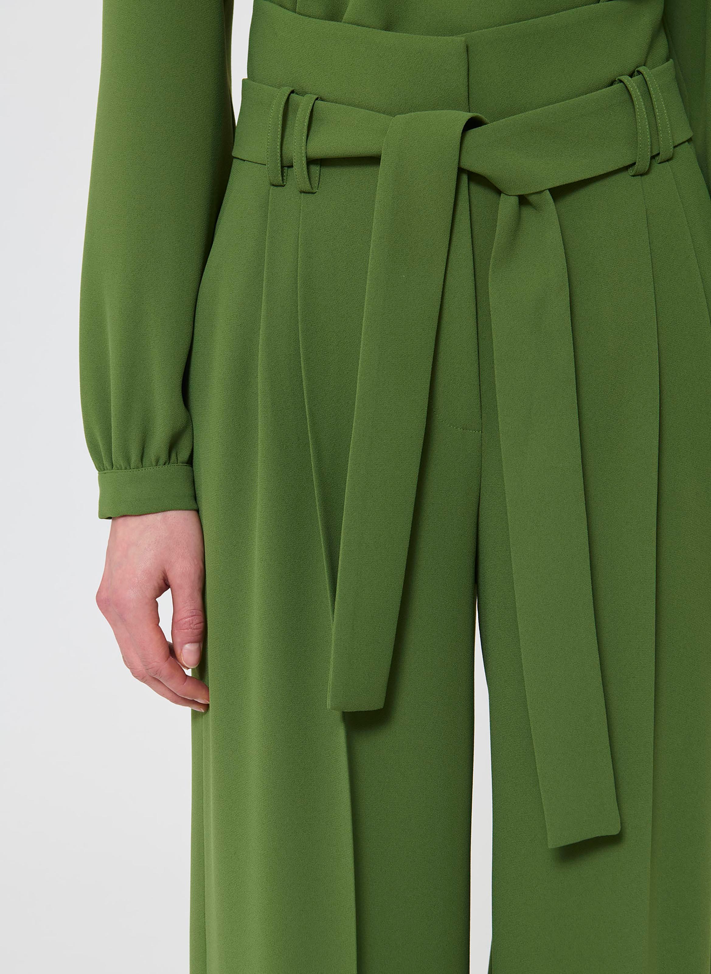 Pantalon taille haute ceinturé uni TARA JARMON Vert
