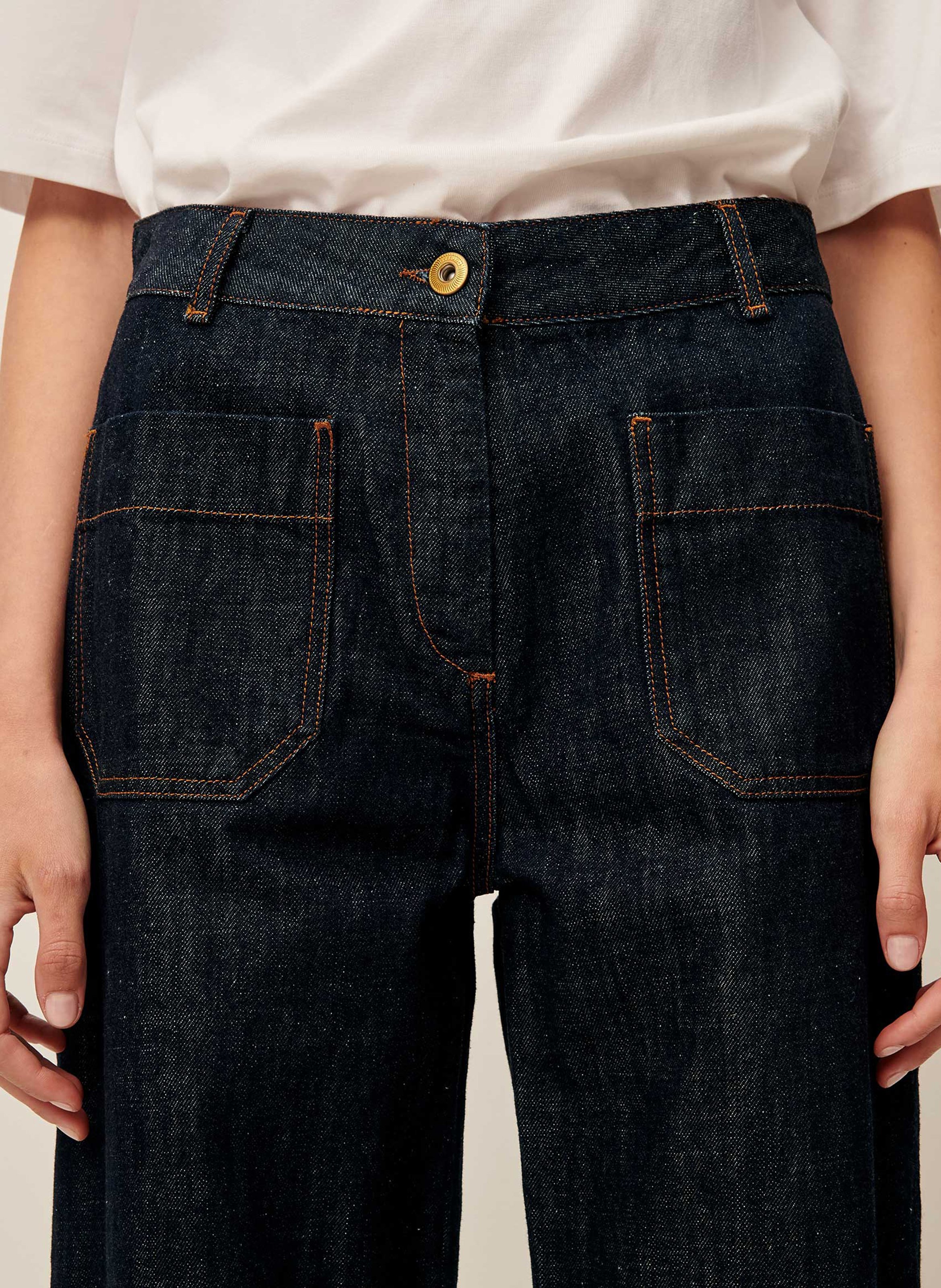 Cropped flared cotton jeans SESSUN Blue