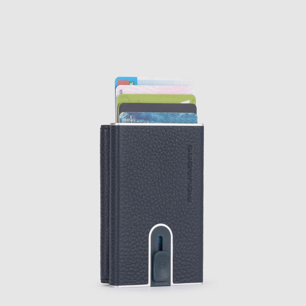 Wallet with sliding system PIQUADRO Blue