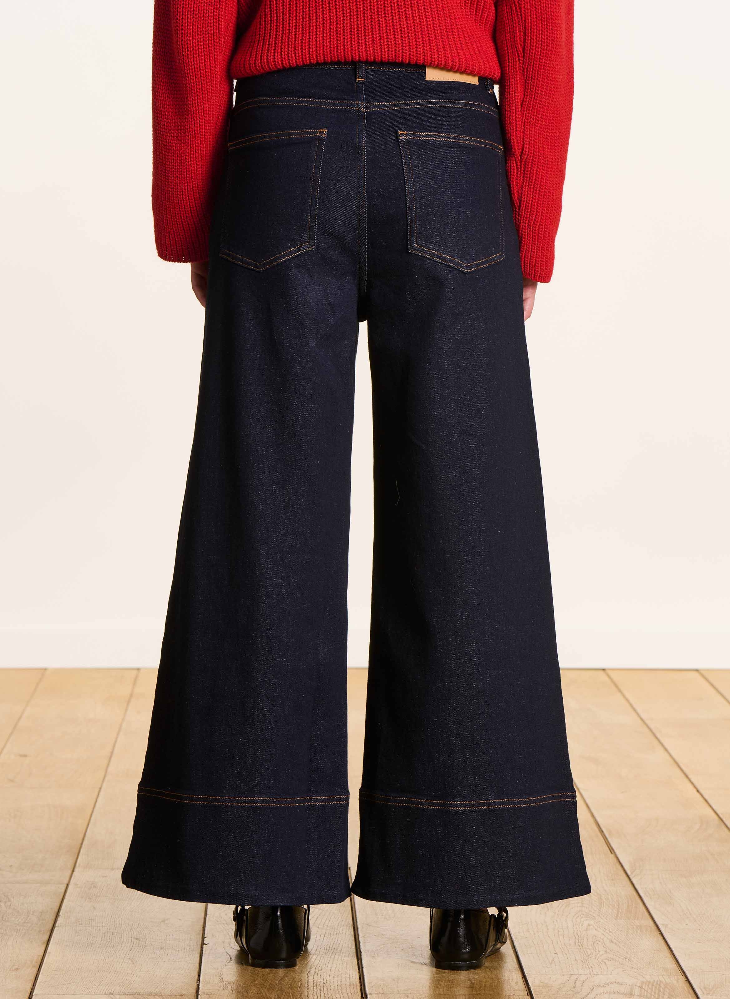 Jean cropped en coton bio mélangé LA FEE MARABOUTEE Bleu