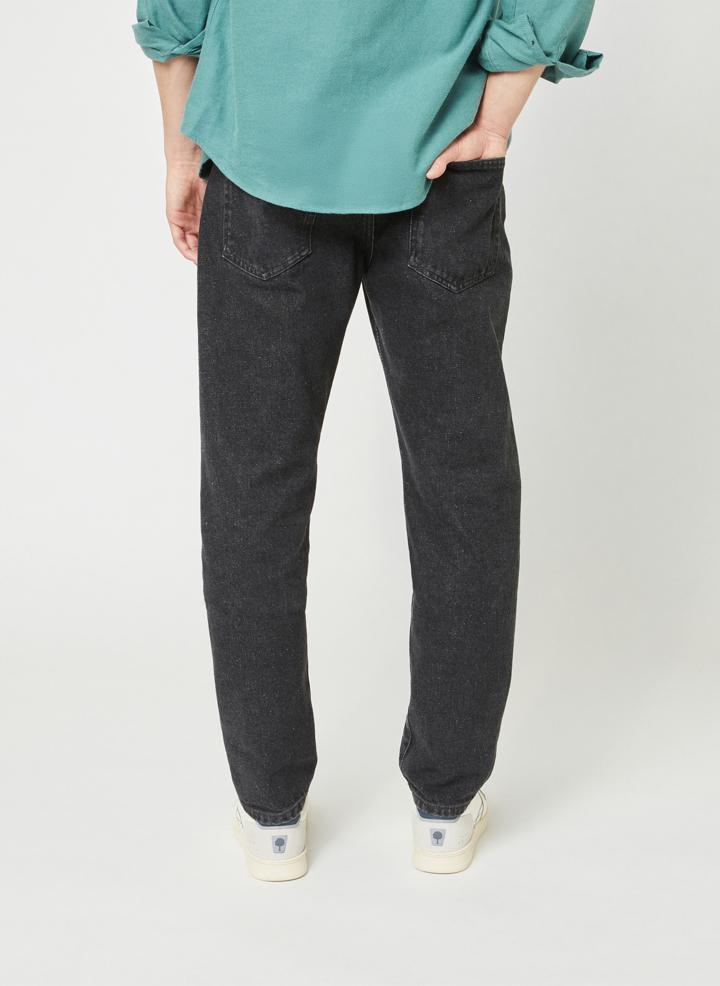 Solid color cotton boyfriend jeans FAGUO Black