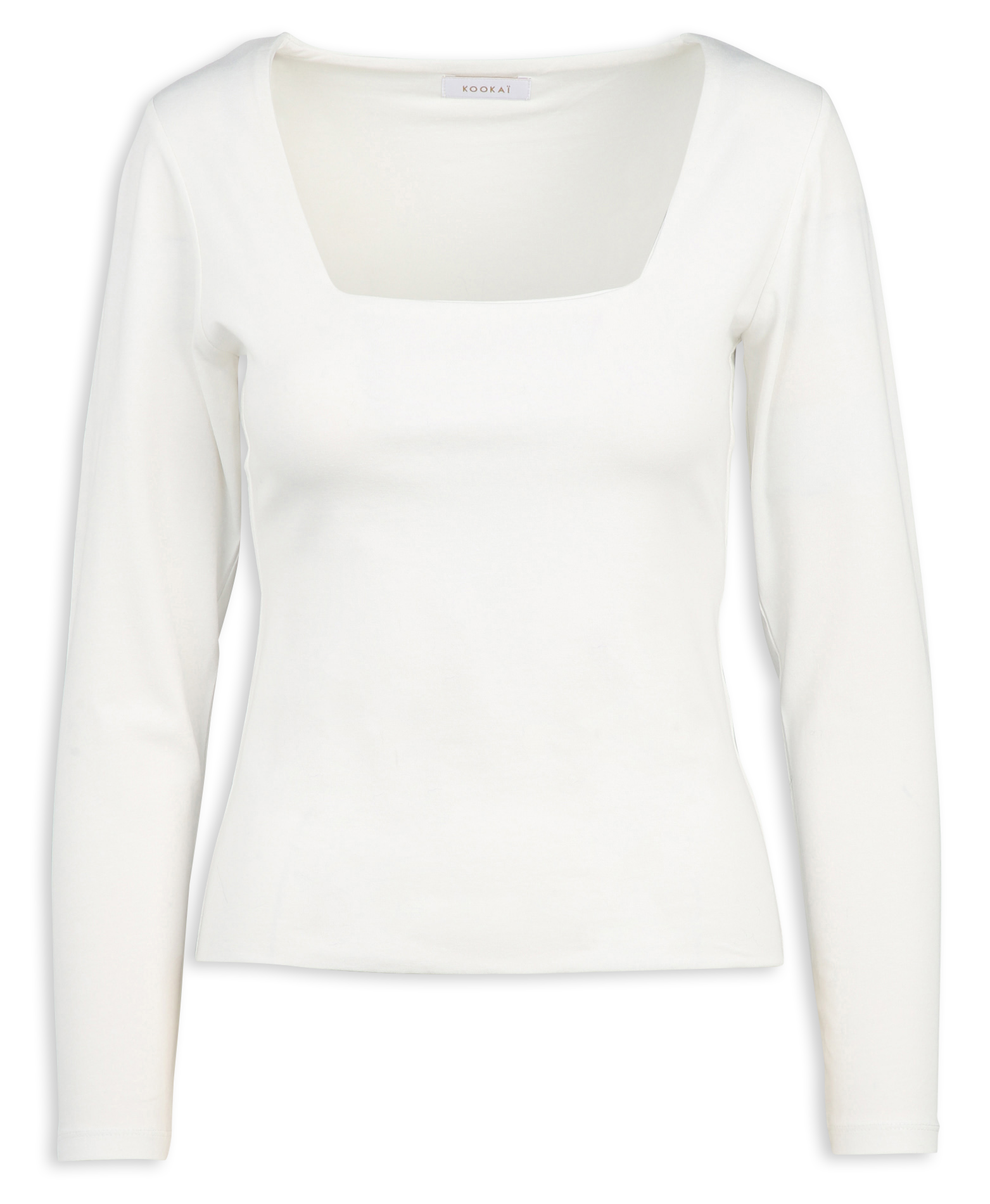 Tee-shirt moulant col carré en coton mélangé KOOKAI Blanc