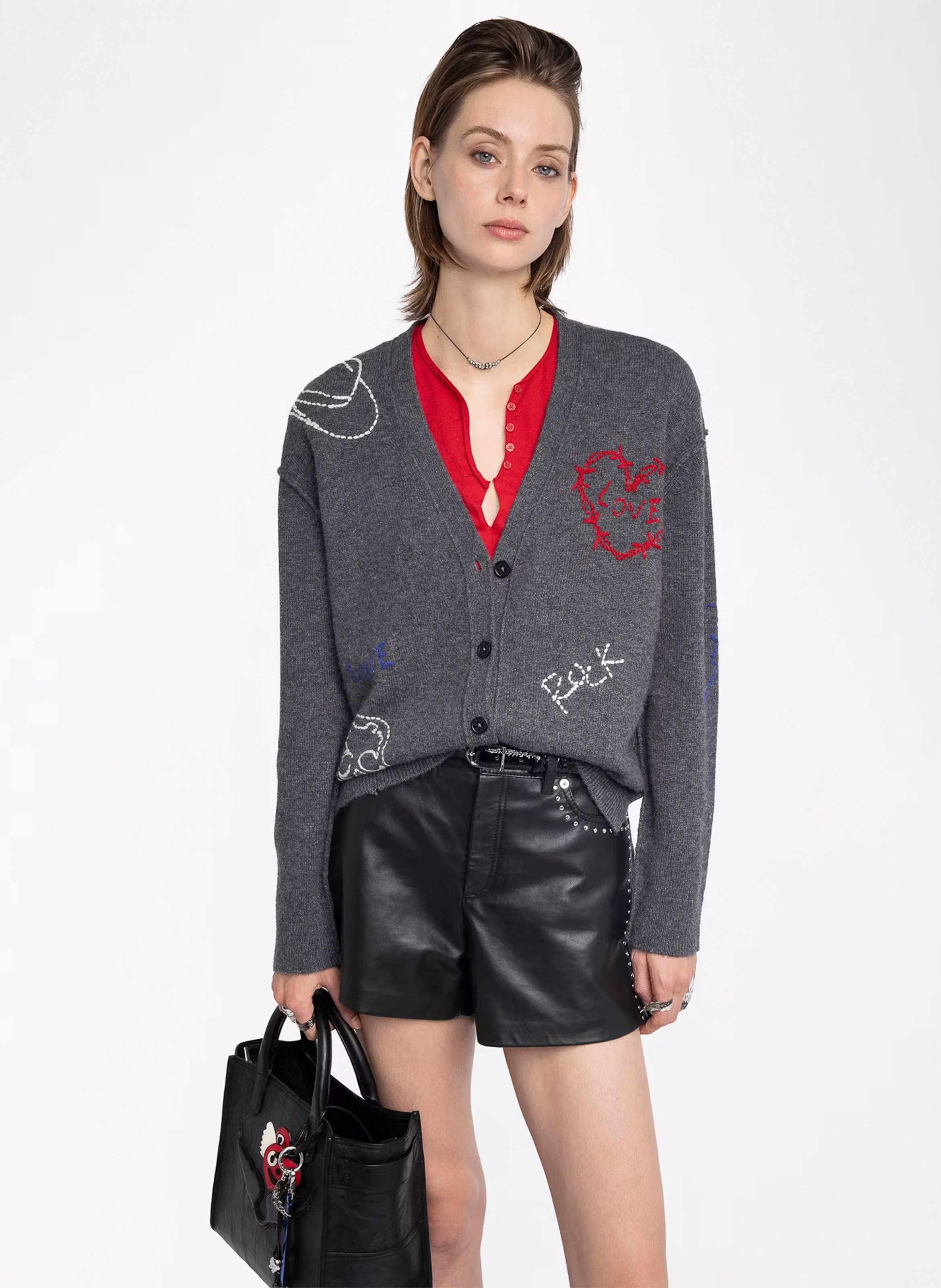 Kaschmir-Strickjacke mit V-Ausschnitt ZADIG&VOLTAIRE Grau