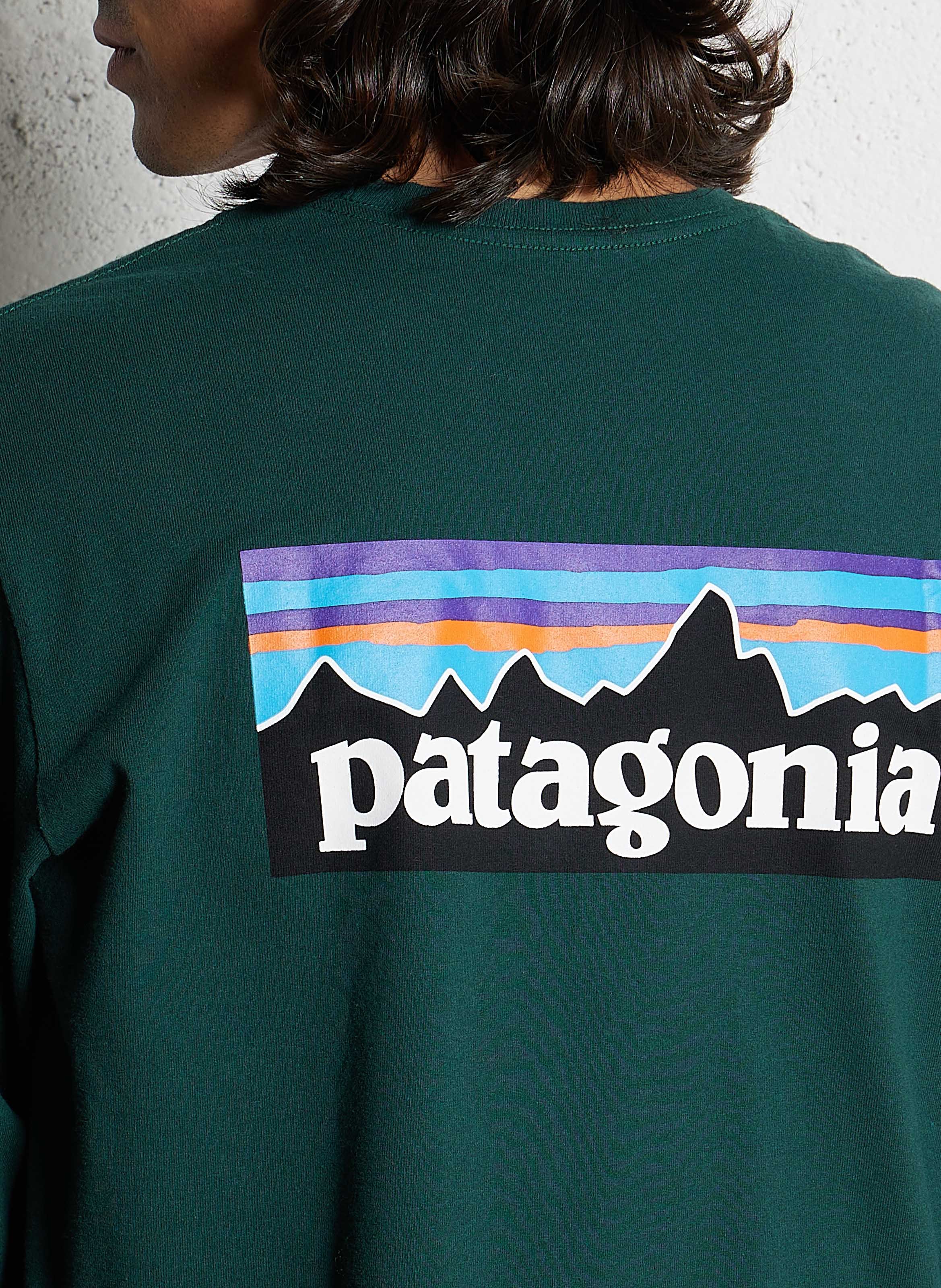 Regular-fit round-neck recycled cotton-blend T-shirt with screen print PATAGONIA Green