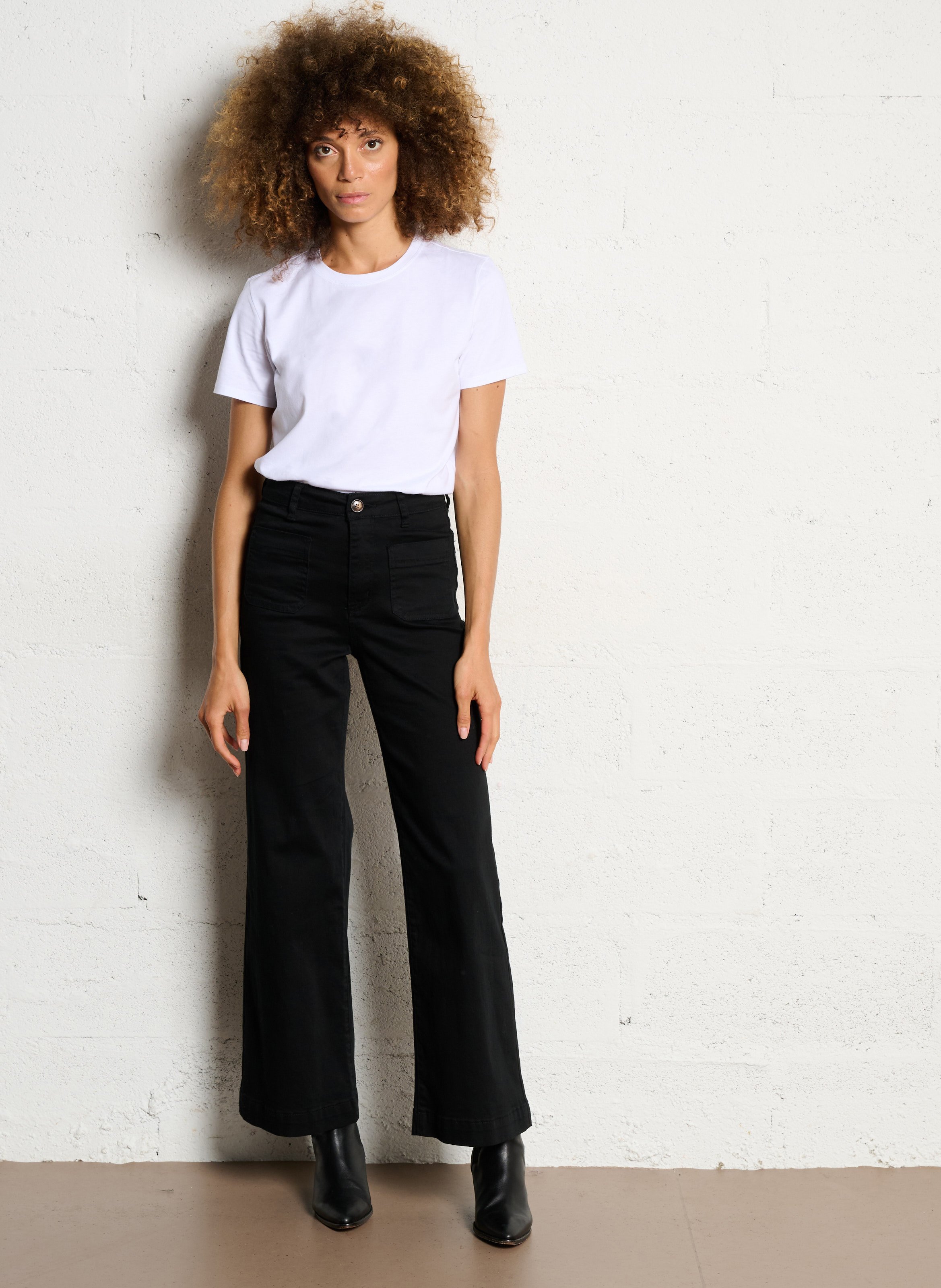 Pantalon large uni à poches plaquées LA PETITE ETOILE Noir